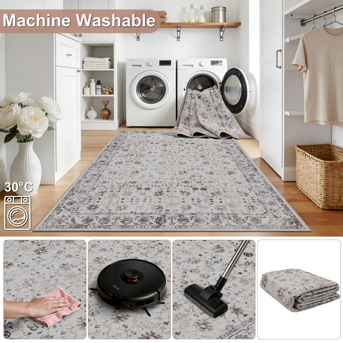 Waschbarer Teppich INKA – Vintage-Design
