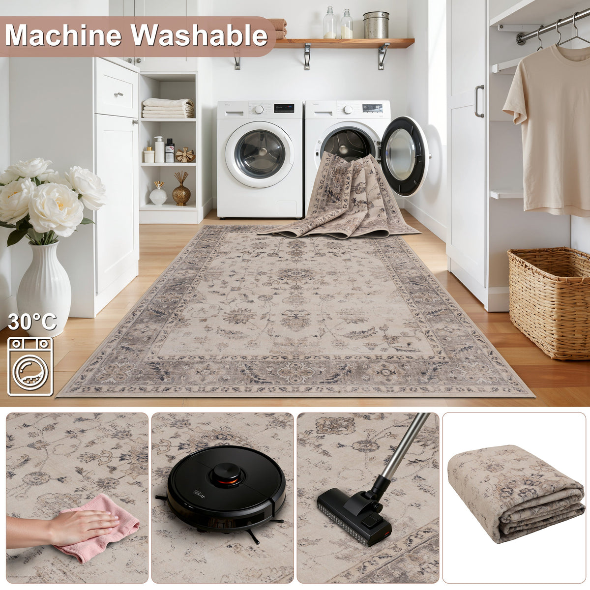 Waschbarer Teppich INKA – Vintage-Design