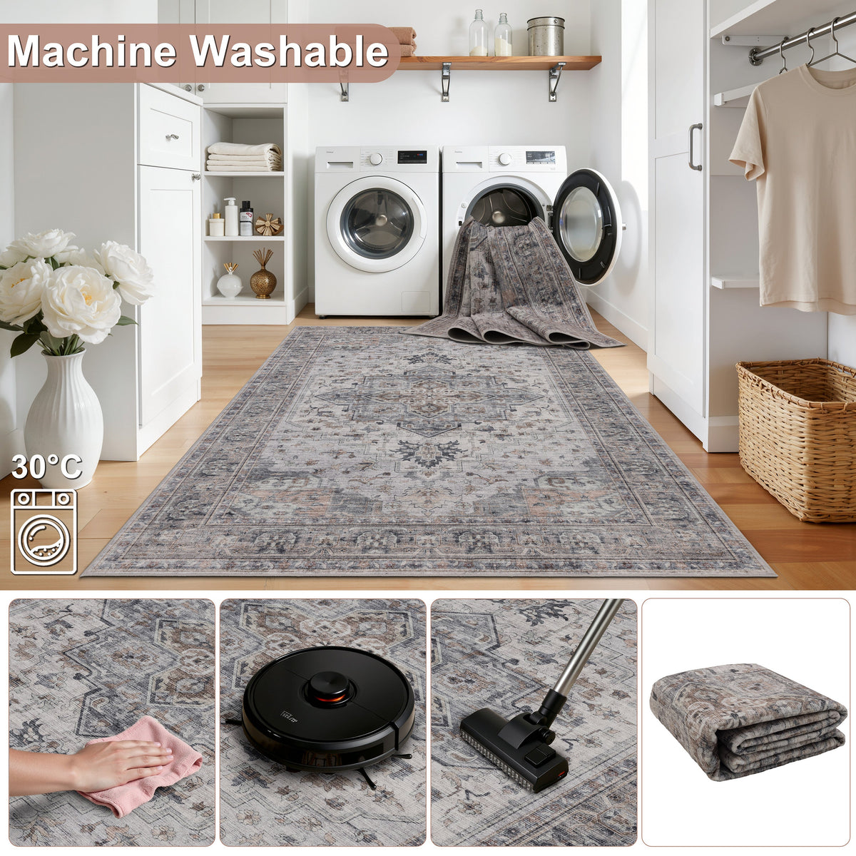 Waschbarer Teppich INKA – Vintage-Design