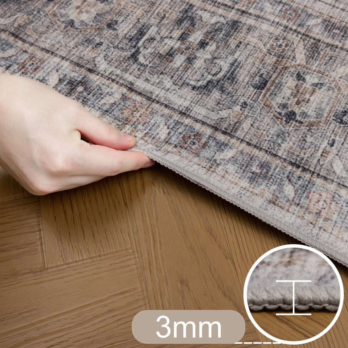 Waschbarer Teppich INKA – Vintage-Design
