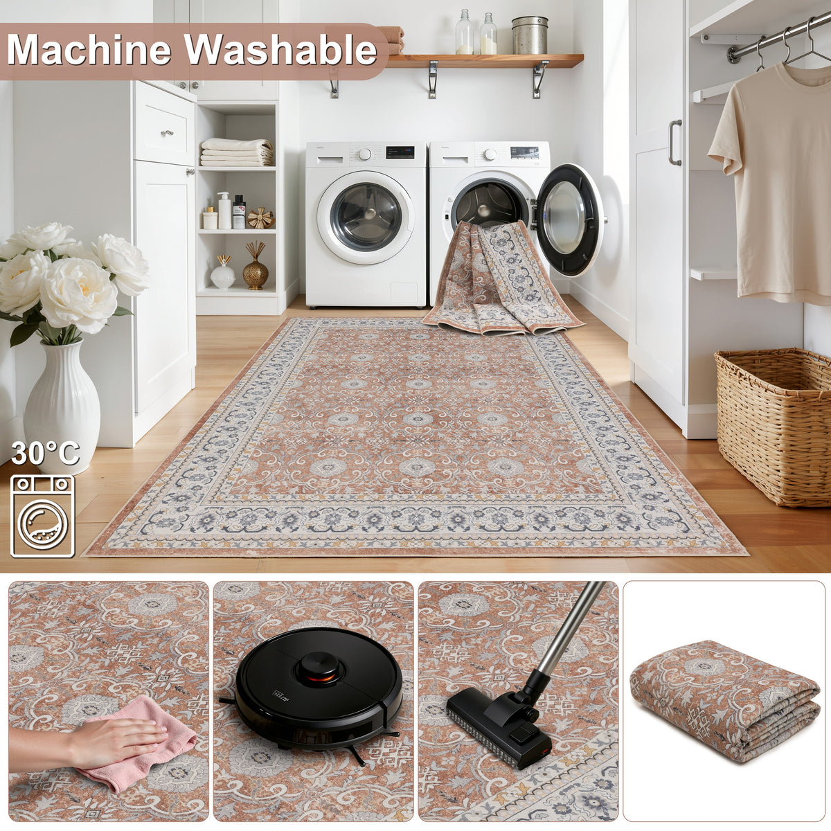 Waschbarer Teppich INKA – Vintage-Design