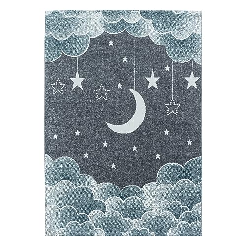 Kinder-Teppich Mond und Sterne Design in verschiedenen Farben