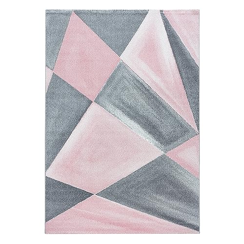 Kurzflor-Teppich modernes Design in blau und rosa