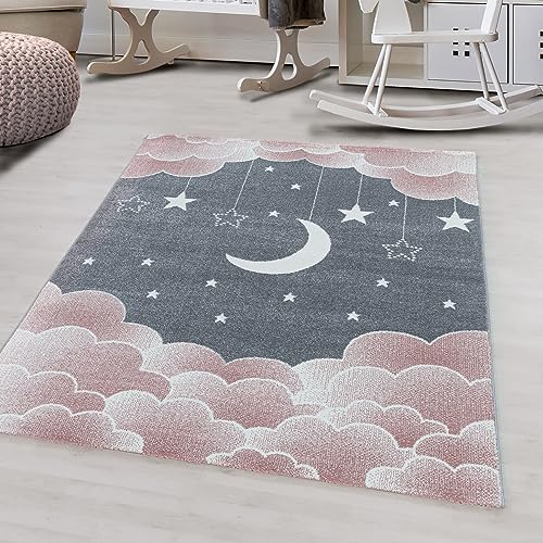 Kinder-Teppich Mond und Sterne Design in verschiedenen Farben
