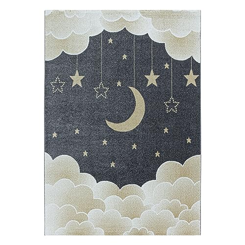 Kinder-Teppich Mond und Sterne Design in verschiedenen Farben
