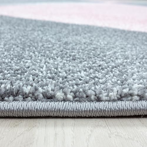 Kurzflor-Teppich modernes Design in blau und rosa