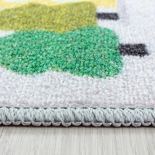 Stilvoll Günstig by ELMM Kinder Teppich Kinderzimmer für Jungs und Mädchen weich Straßenteppich bunt aus Regenbogen Fußball UVM. aus Polyamid