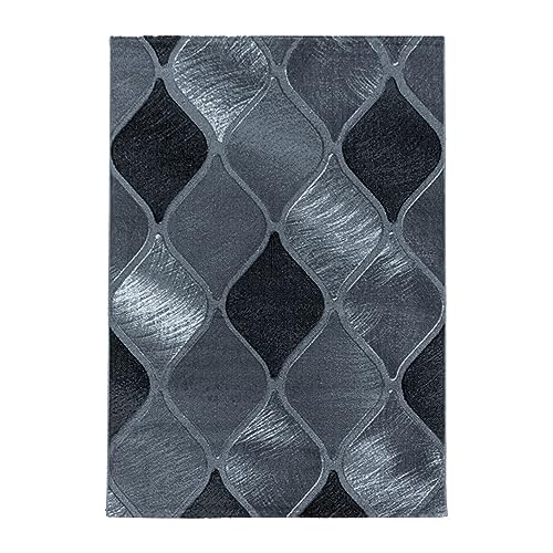 Kurzflor-Teppich stilvolles geometrisches Design schwarz