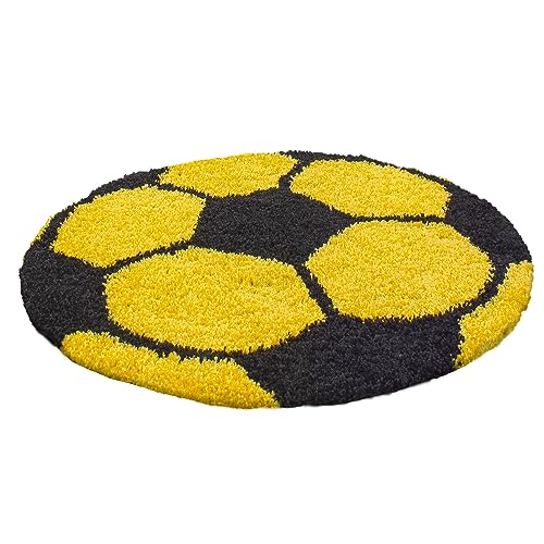 Stilvoll Günstig by ELMM Kinder Teppich Kinderzimmer für Jungs und Mädchen weich Fußball-Design bunt aus Regenbogen Fußball UVM. aus Polypropylen