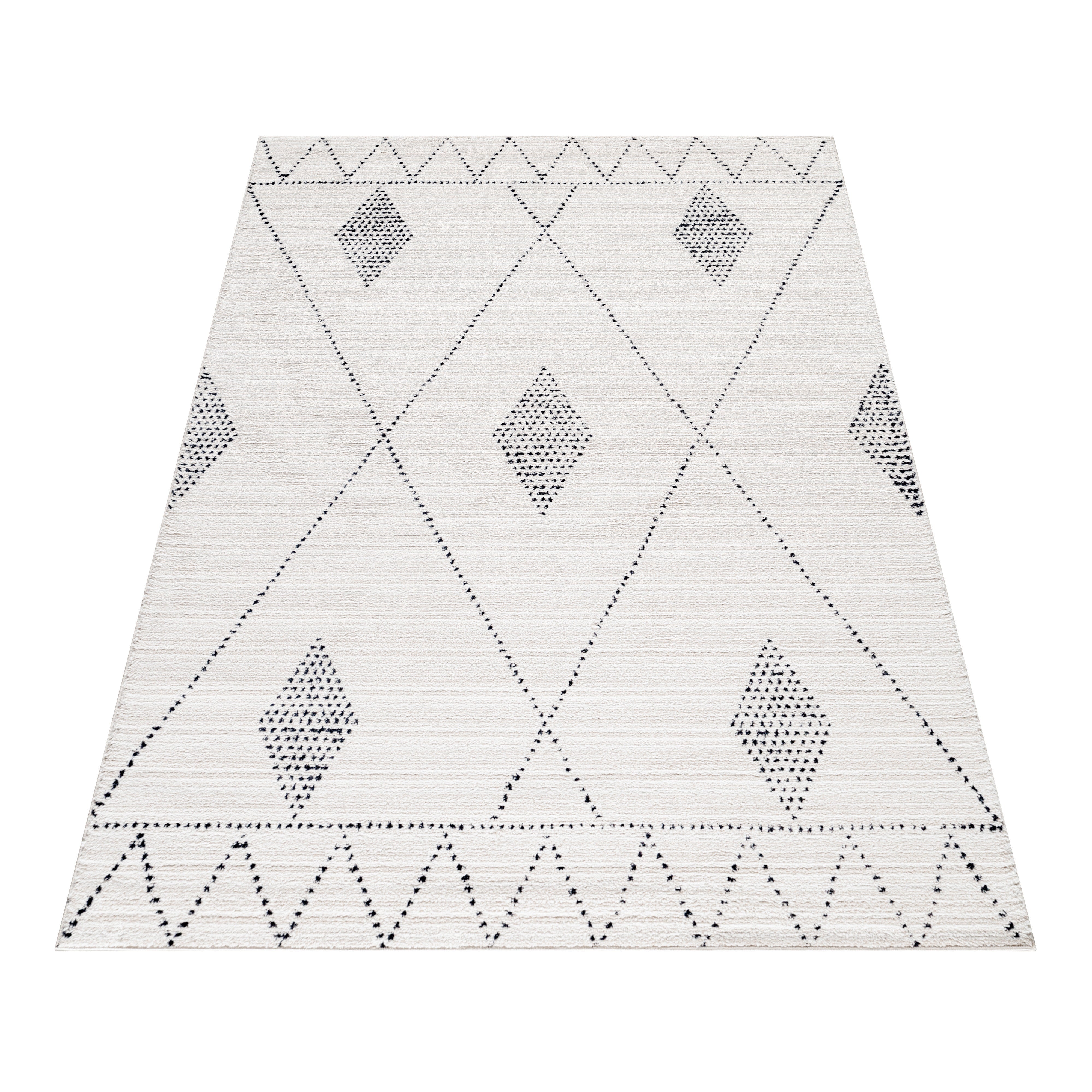 Kurzflor-Teppich im Berber-Design hell