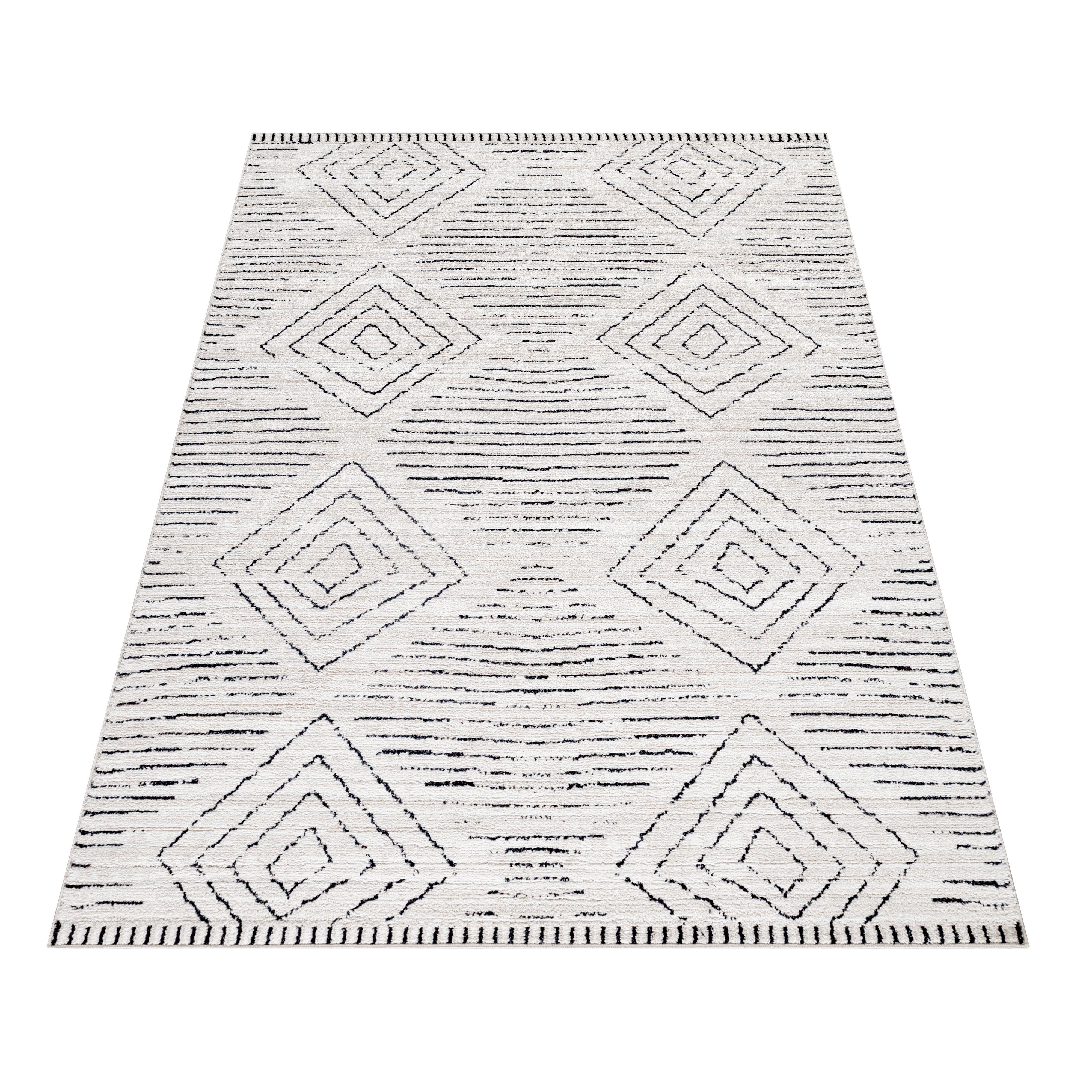 Kurzflor-Teppich Geometrisches Design creme