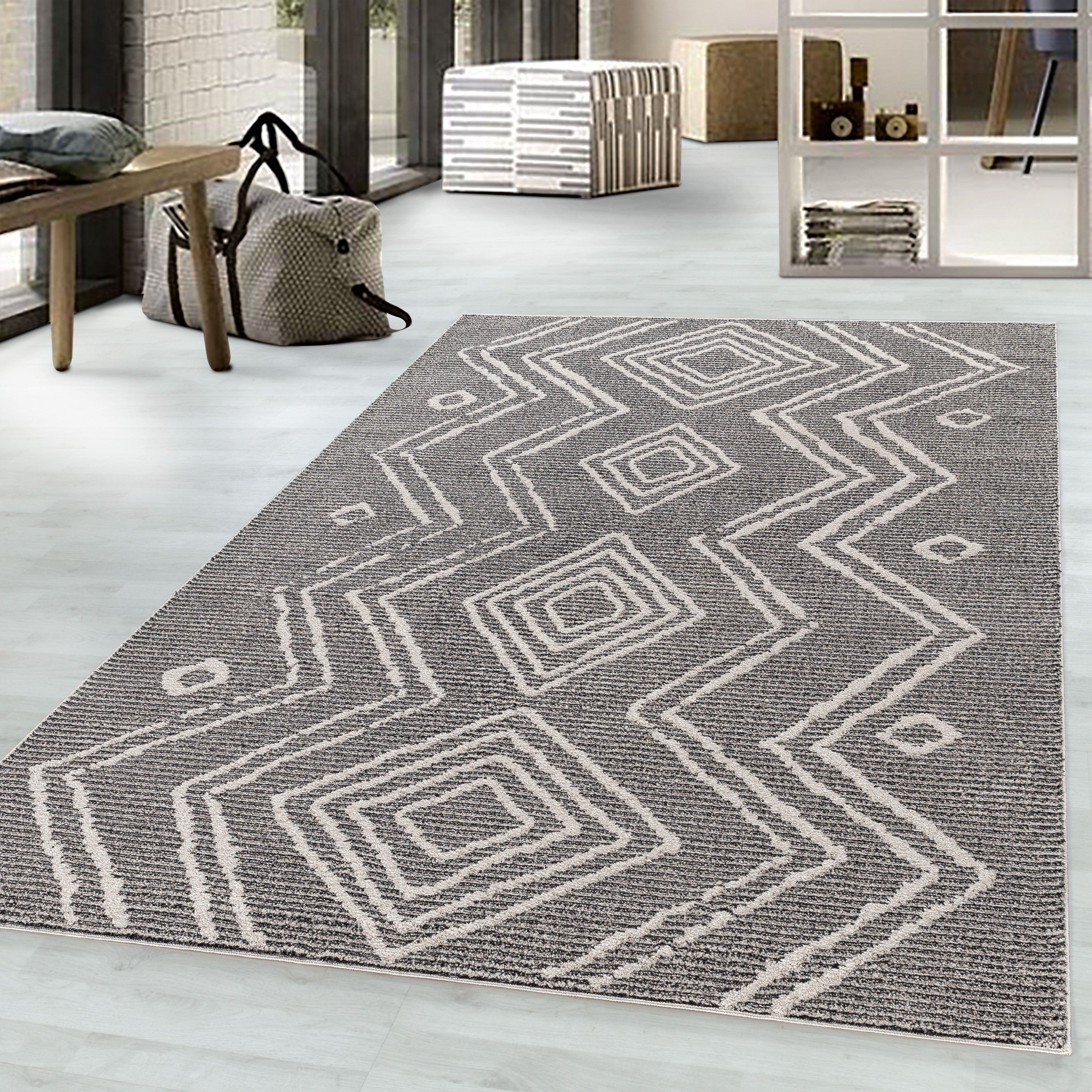 Kurzflor-Teppich im Berber-Design beige