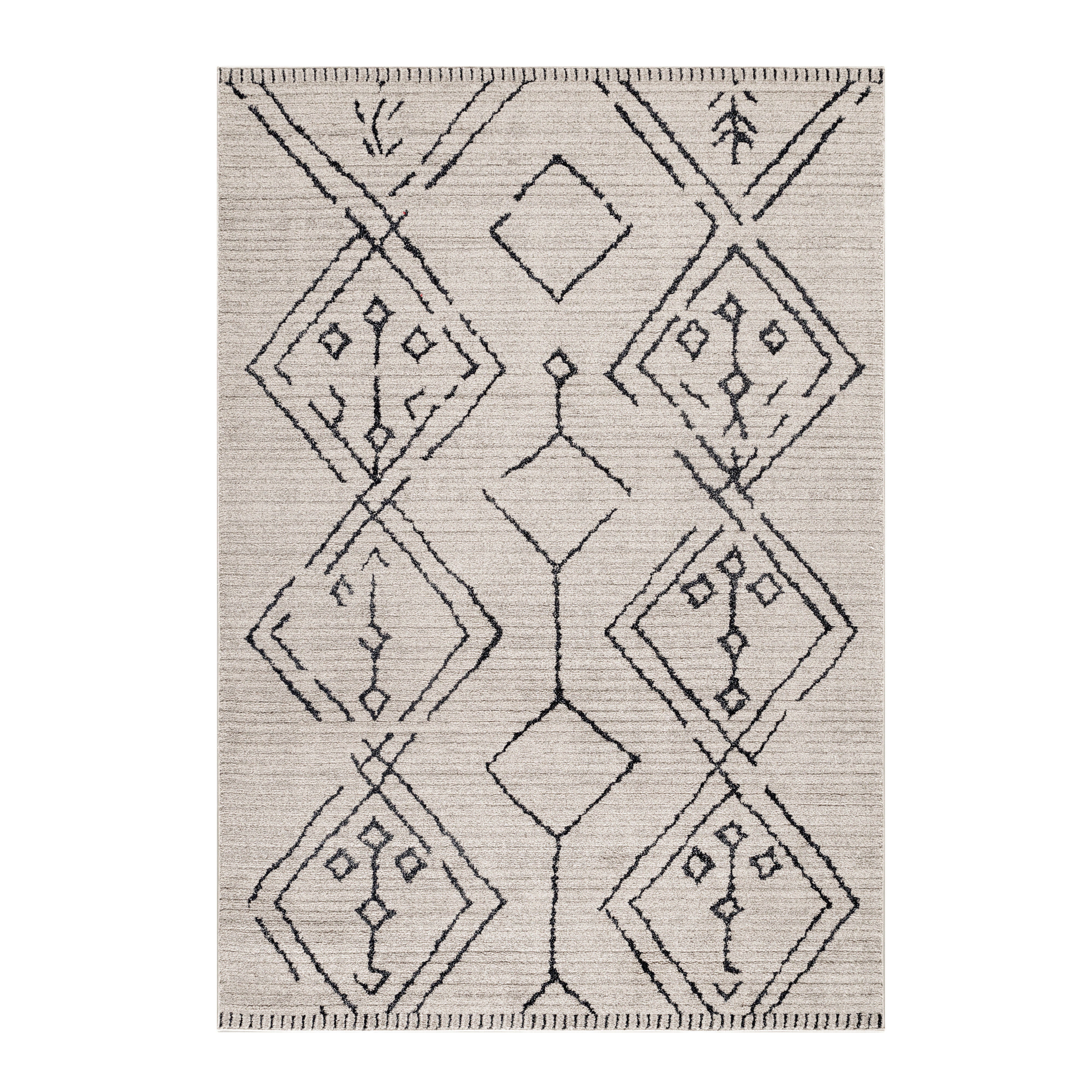 Kurzflor-Teppich im Boho-Design beige