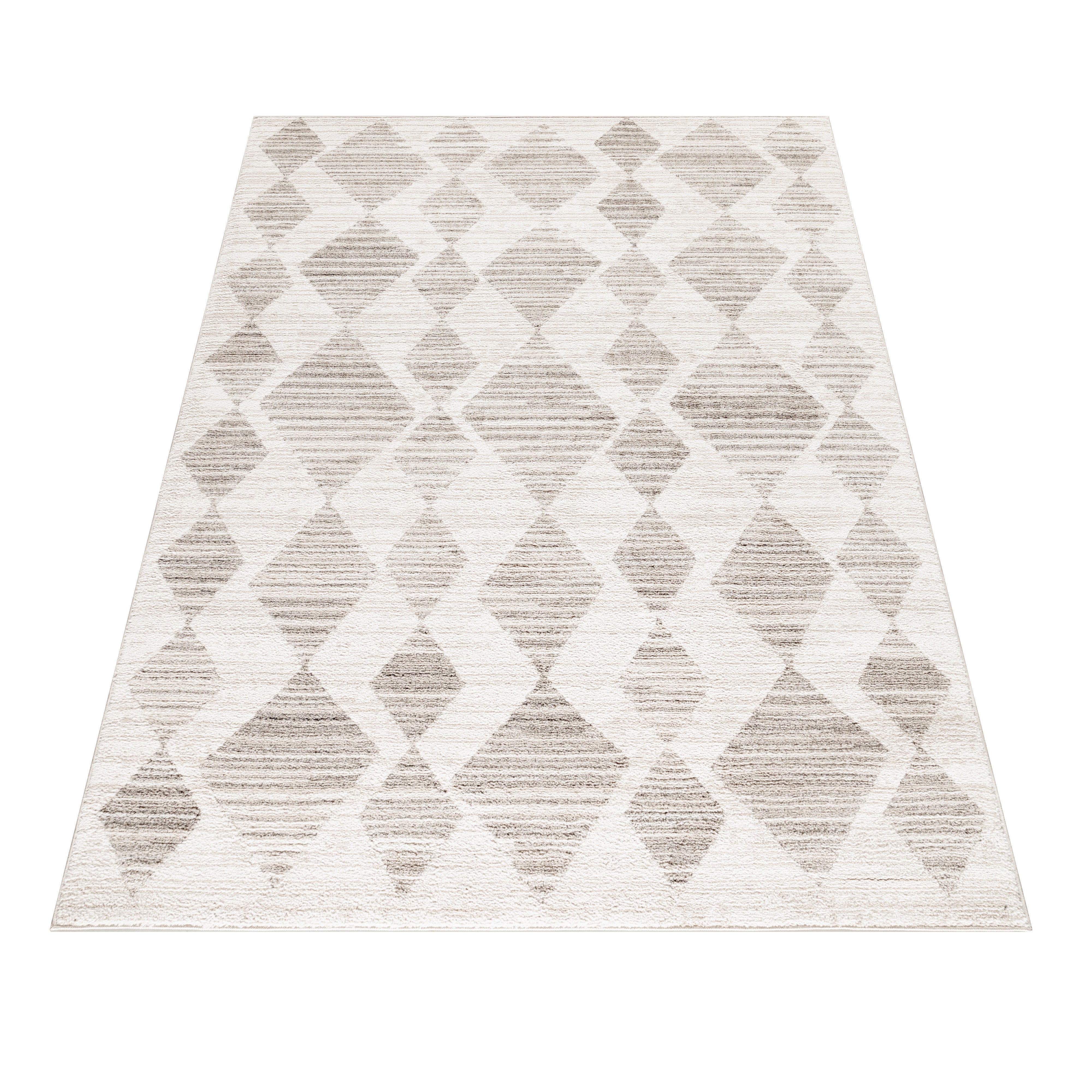 Kurzflor-Teppich modernes geometrisches-Design Creme