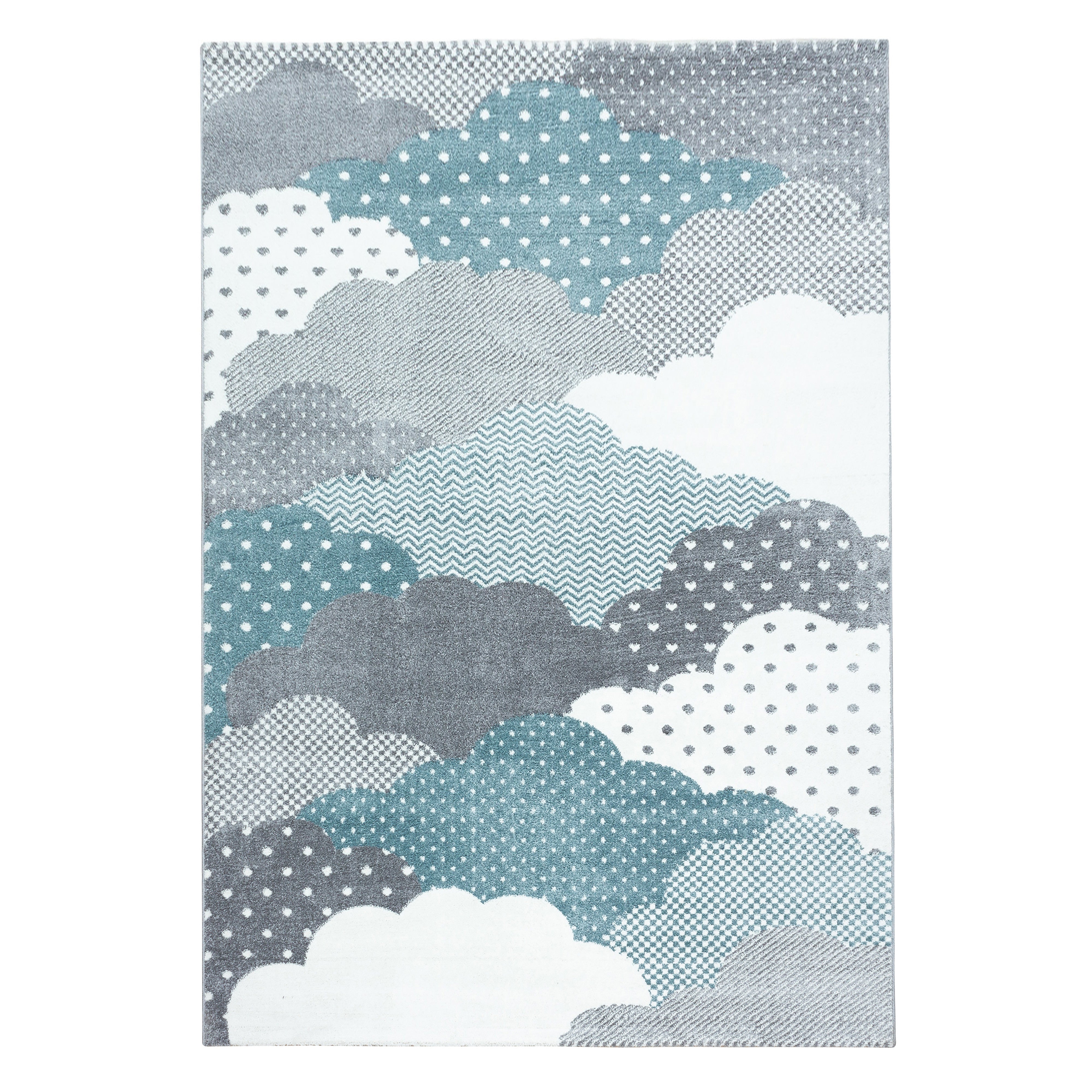 Kinder-Teppich Wolken Design in blau und rosa