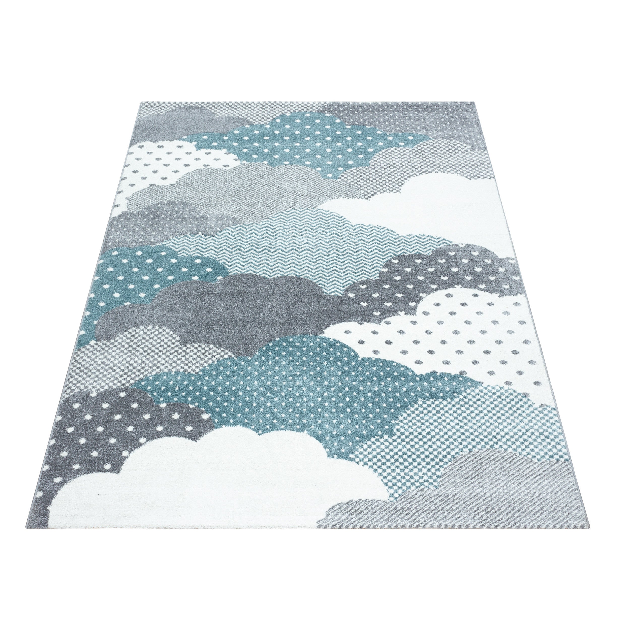 Kinder-Teppich Wolken Design in blau und rosa