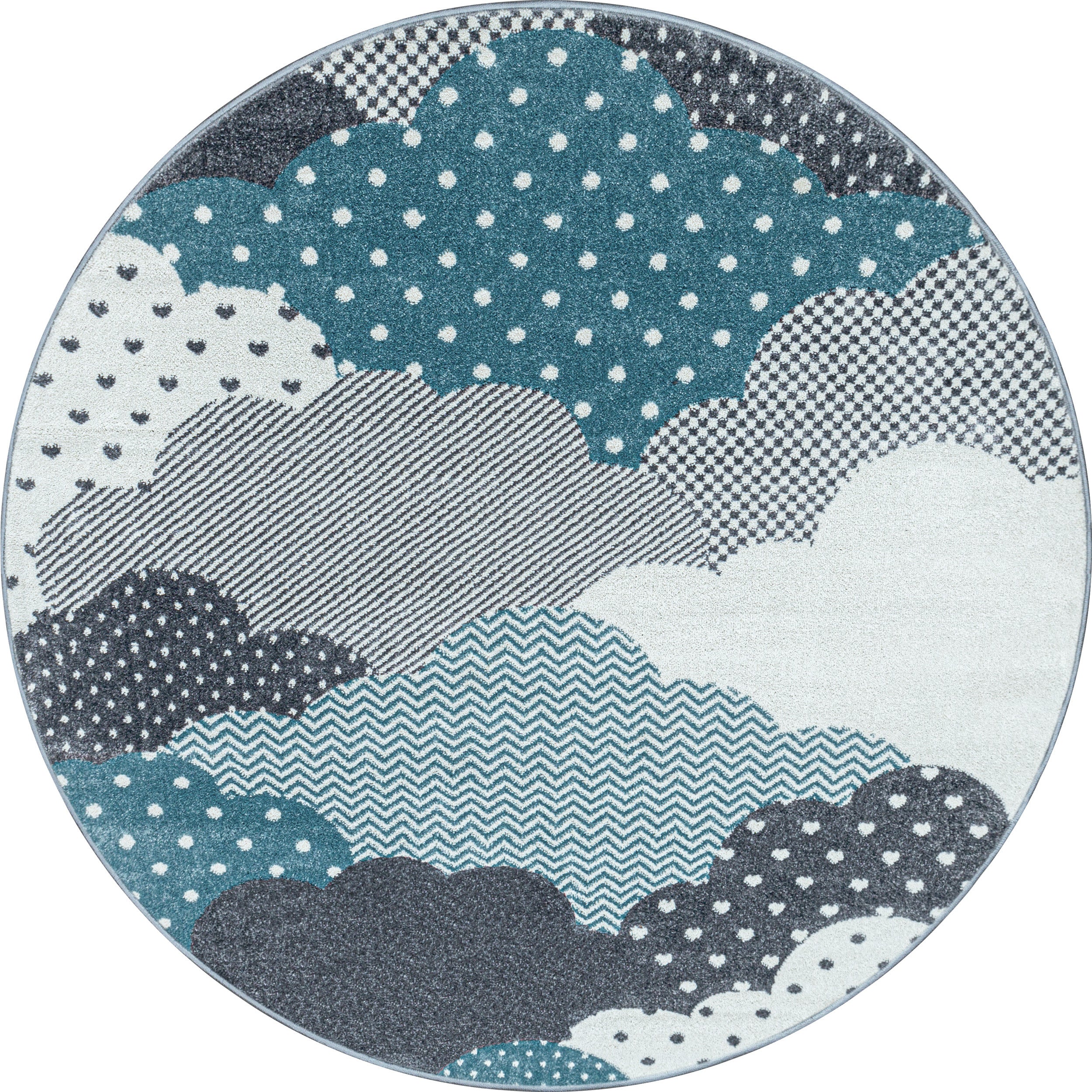 Kinder-Teppich Wolken Design in blau und rosa