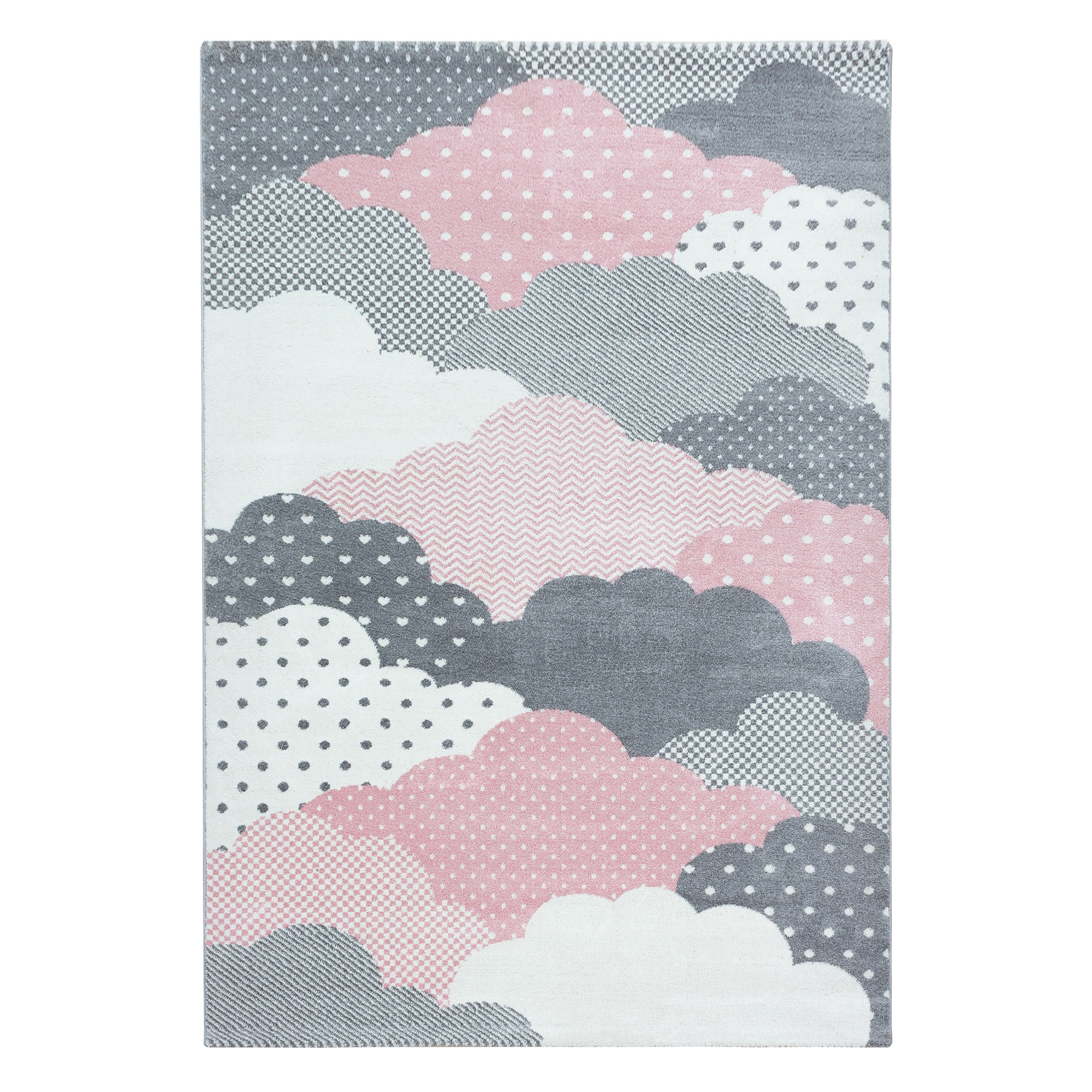Kinder-Teppich Wolken Design in blau und rosa