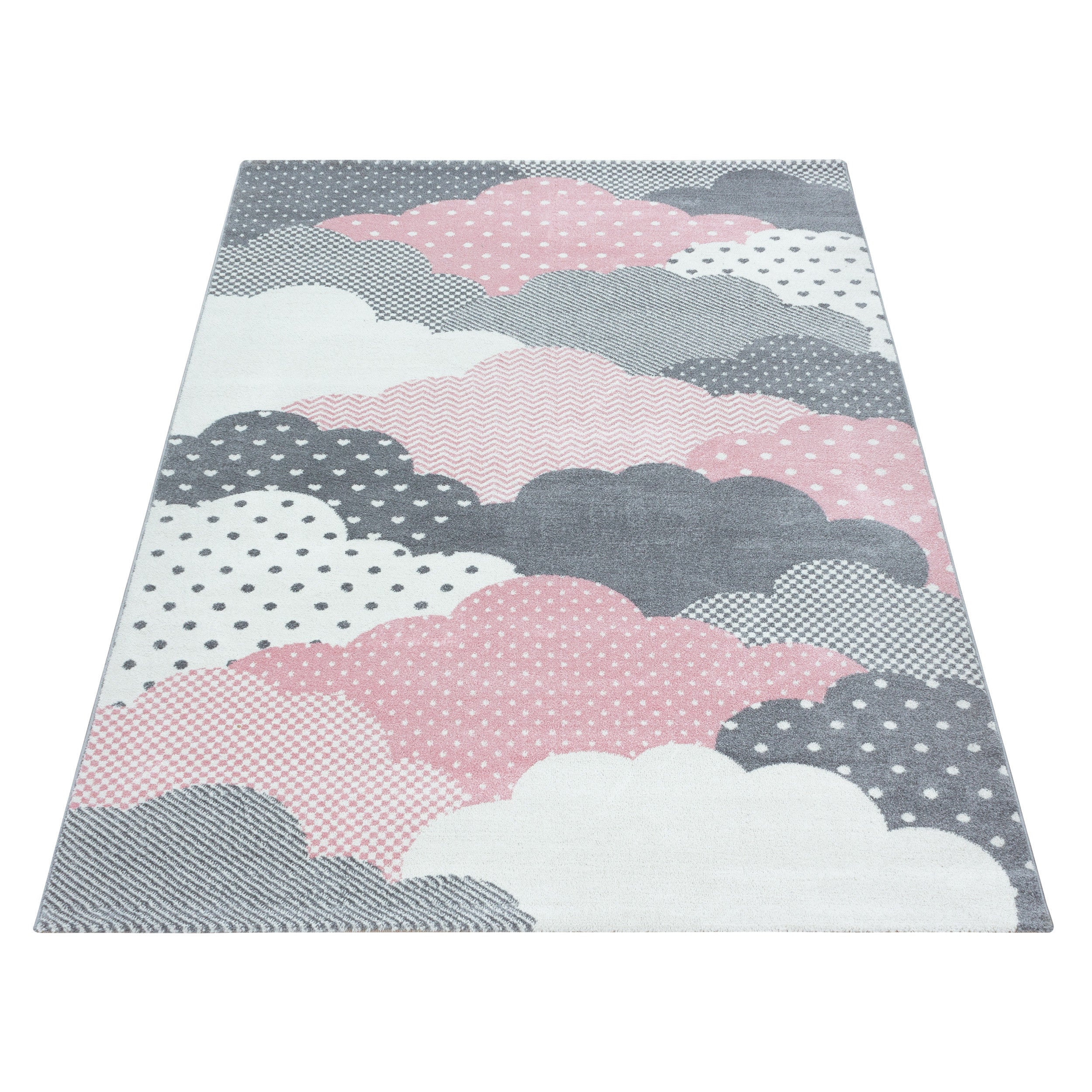 Kinder-Teppich Wolken Design in blau und rosa