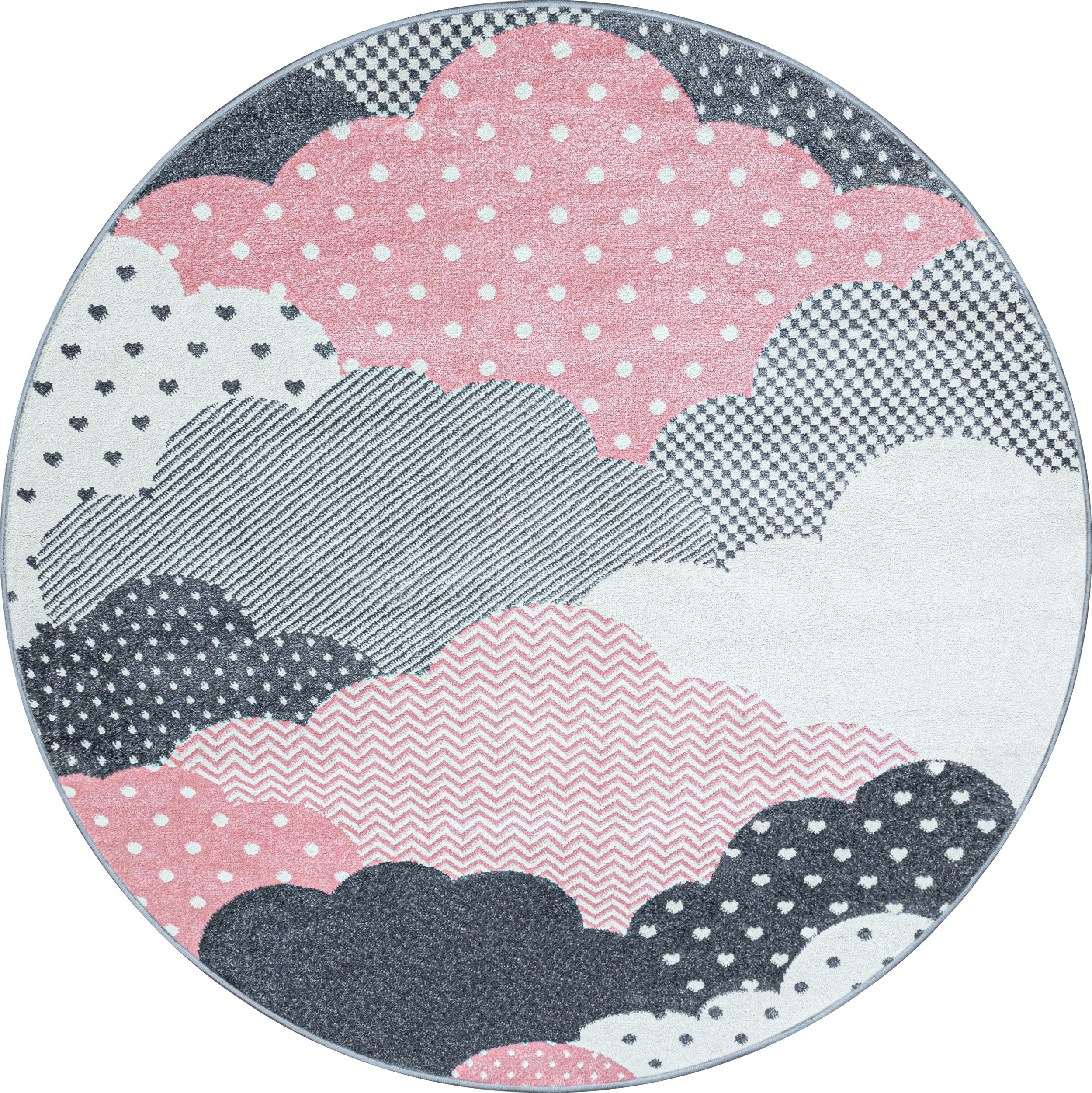 Kinder-Teppich Wolken Design in blau und rosa