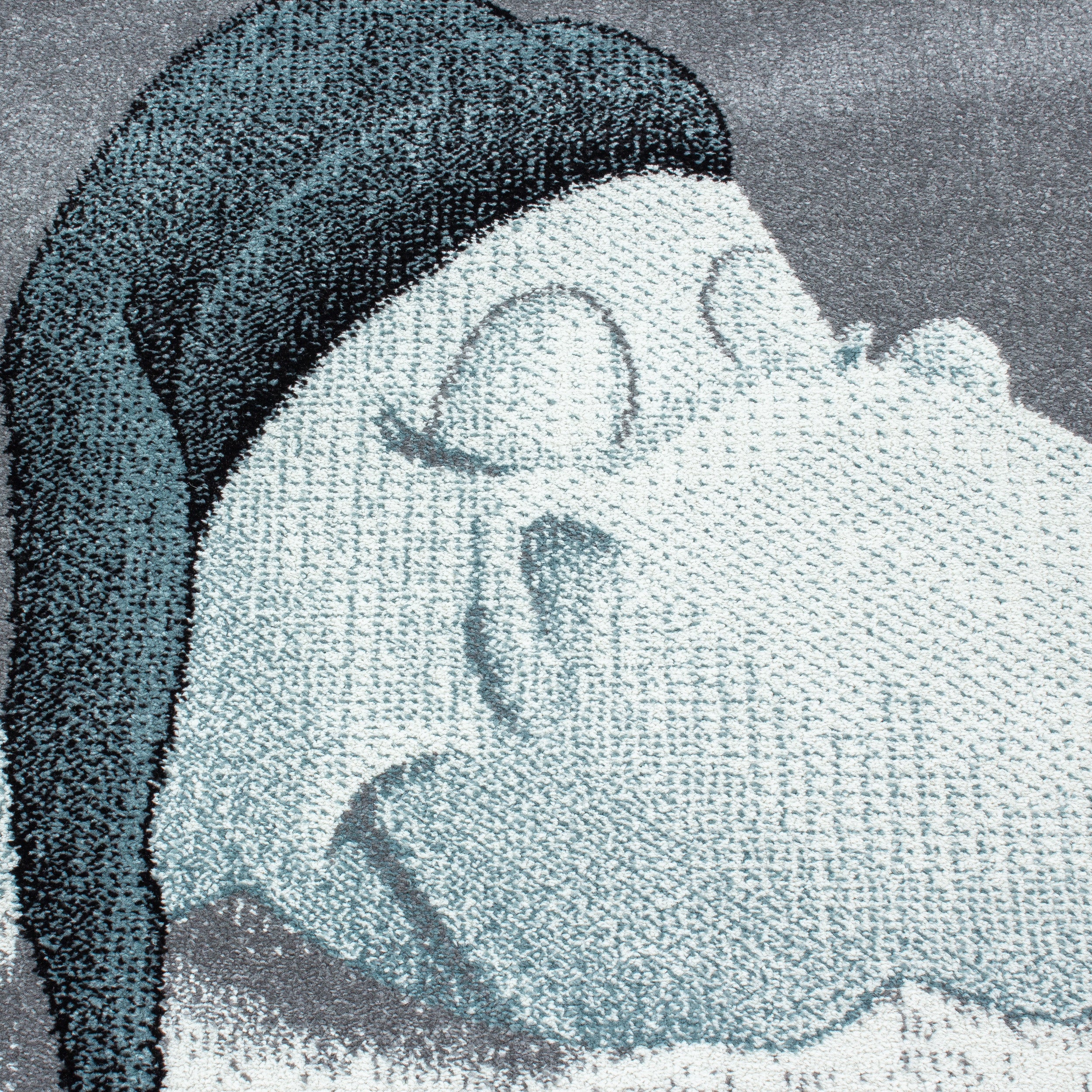 Kinder-Teppich blau im Dino Design auch in rund