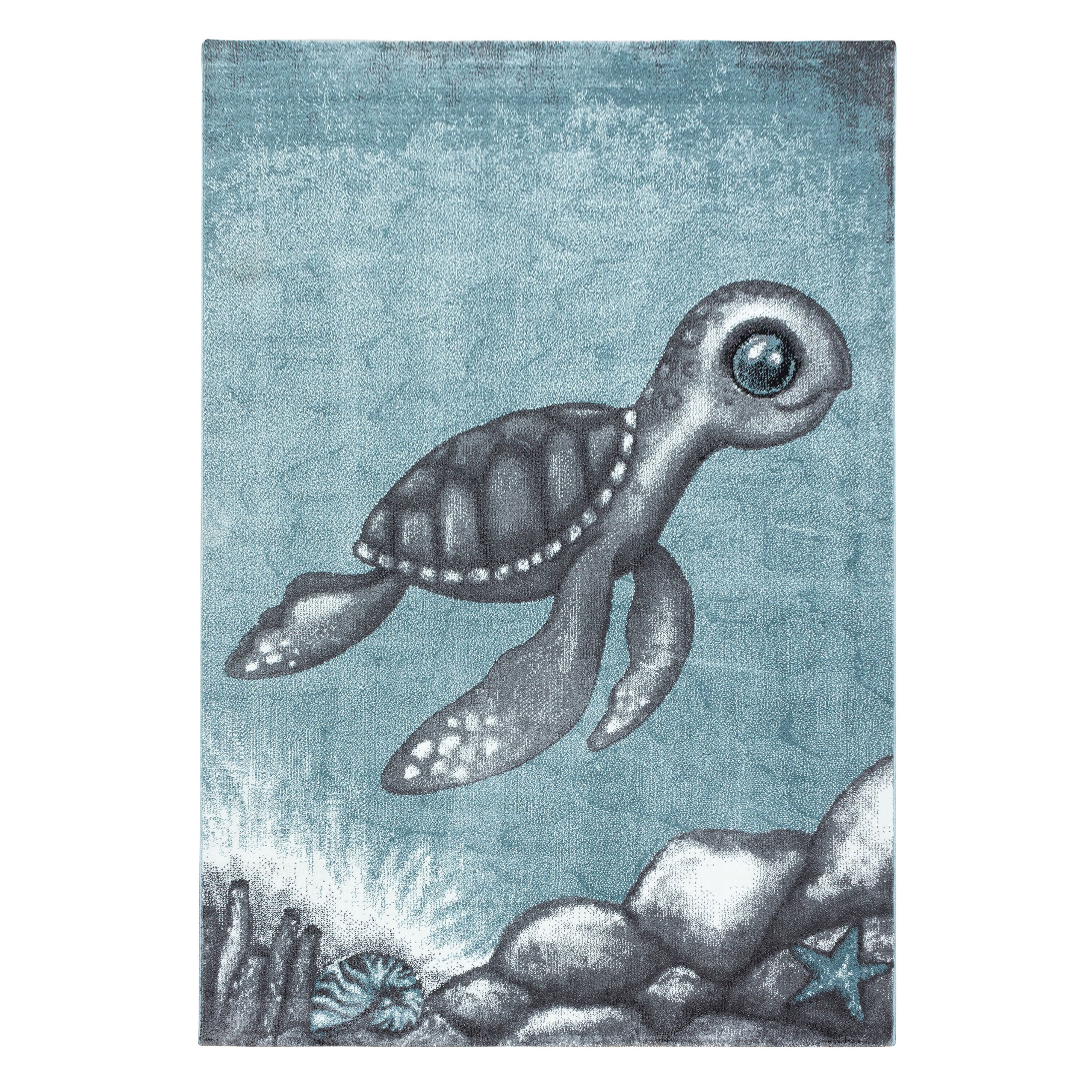 Kinder-Teppich Schildkröten Design blau