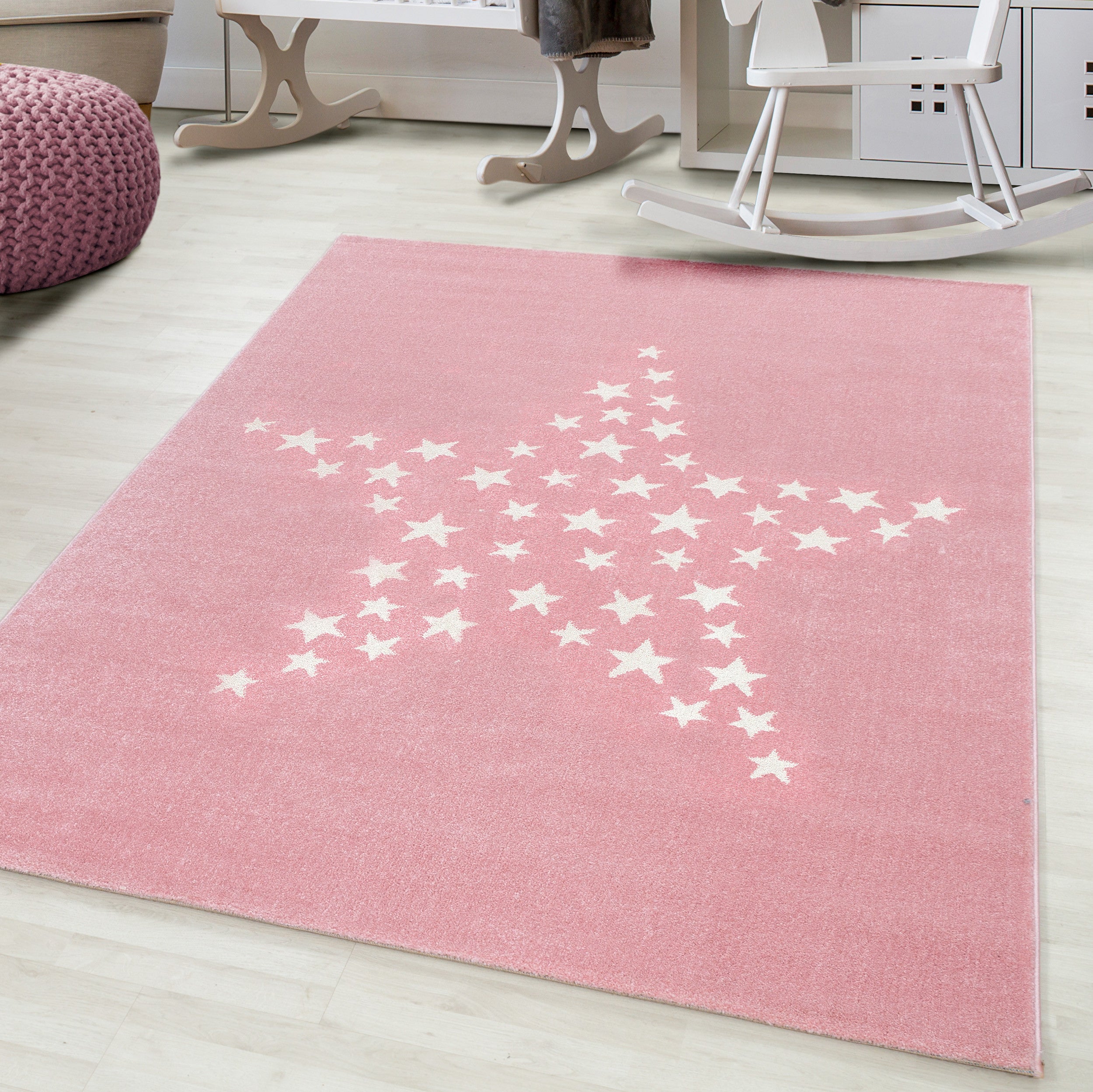 Kinder-Teppich Sternen Muster in rosa