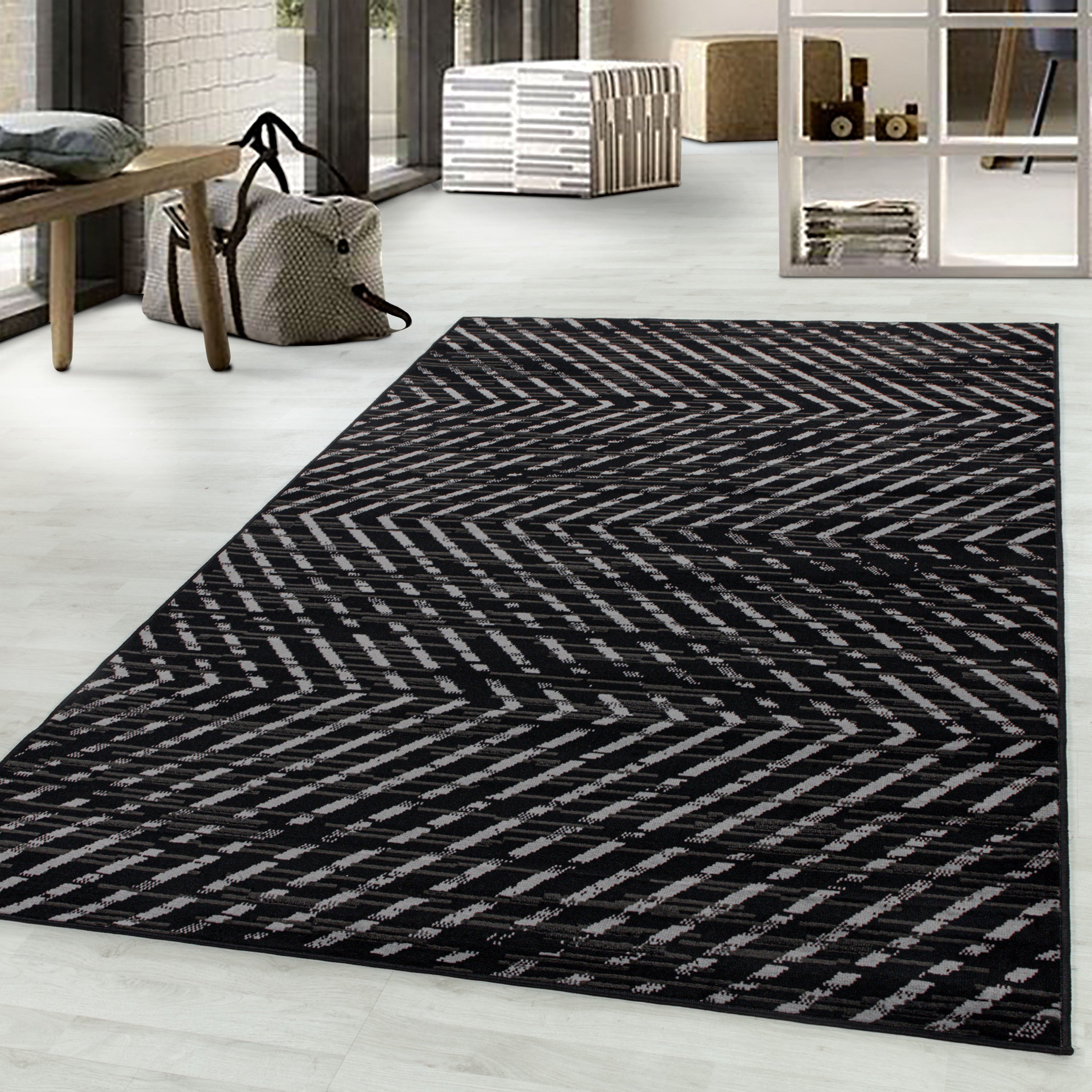 Kurzflor-Teppich Geometrisches-Design in angenehmen Farben