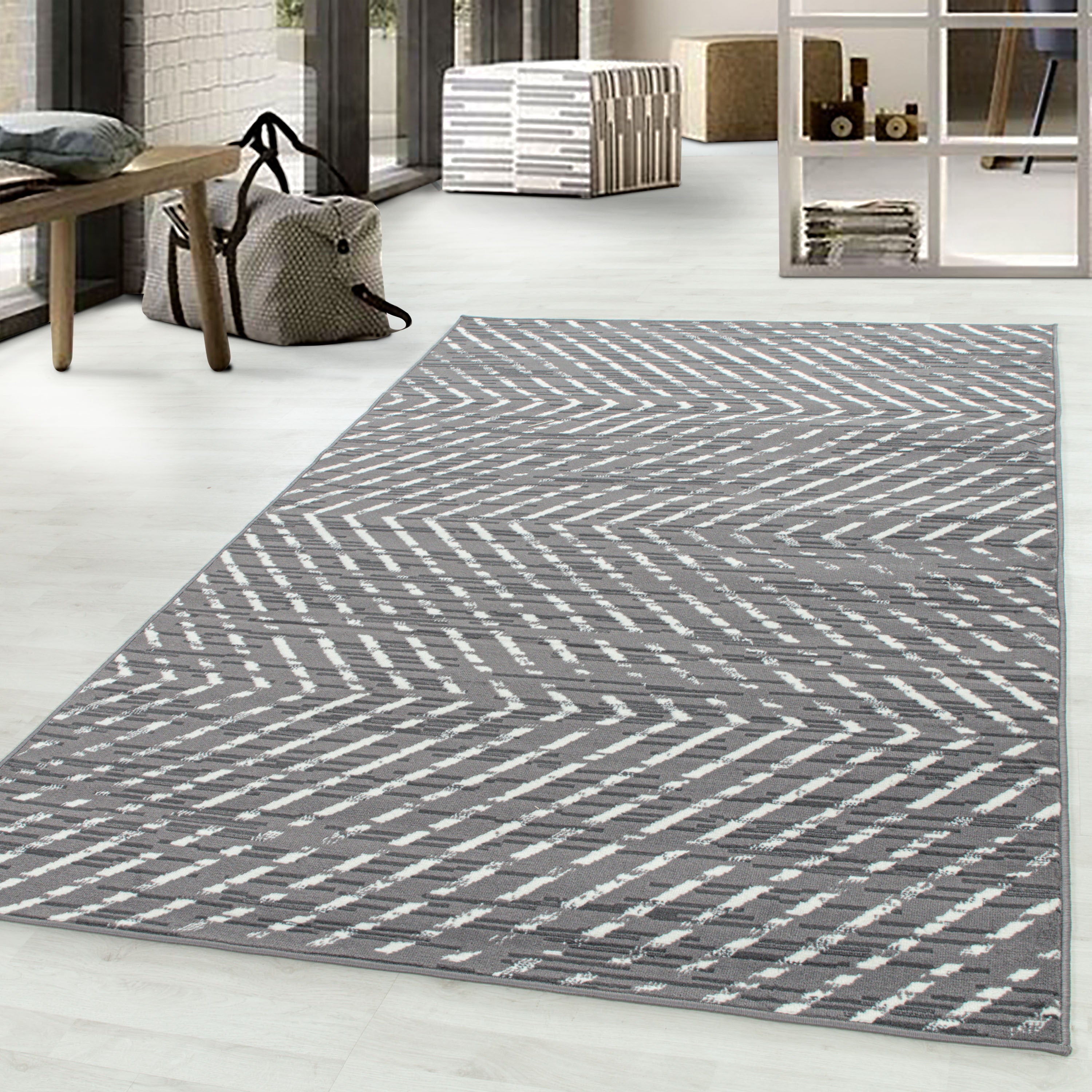 Kurzflor-Teppich Geometrisches-Design in angenehmen Farben