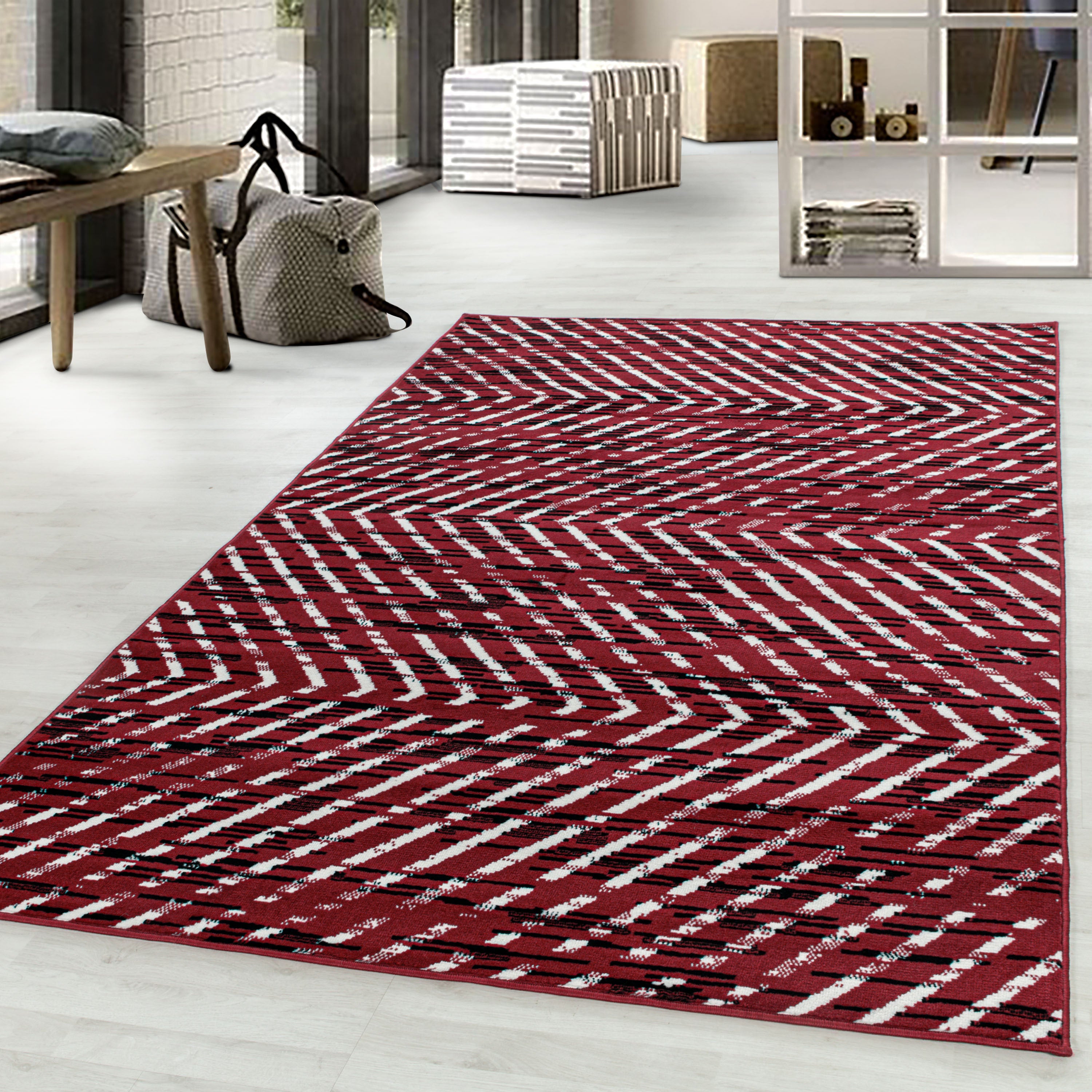 Kurzflor-Teppich Geometrisches-Design in angenehmen Farben