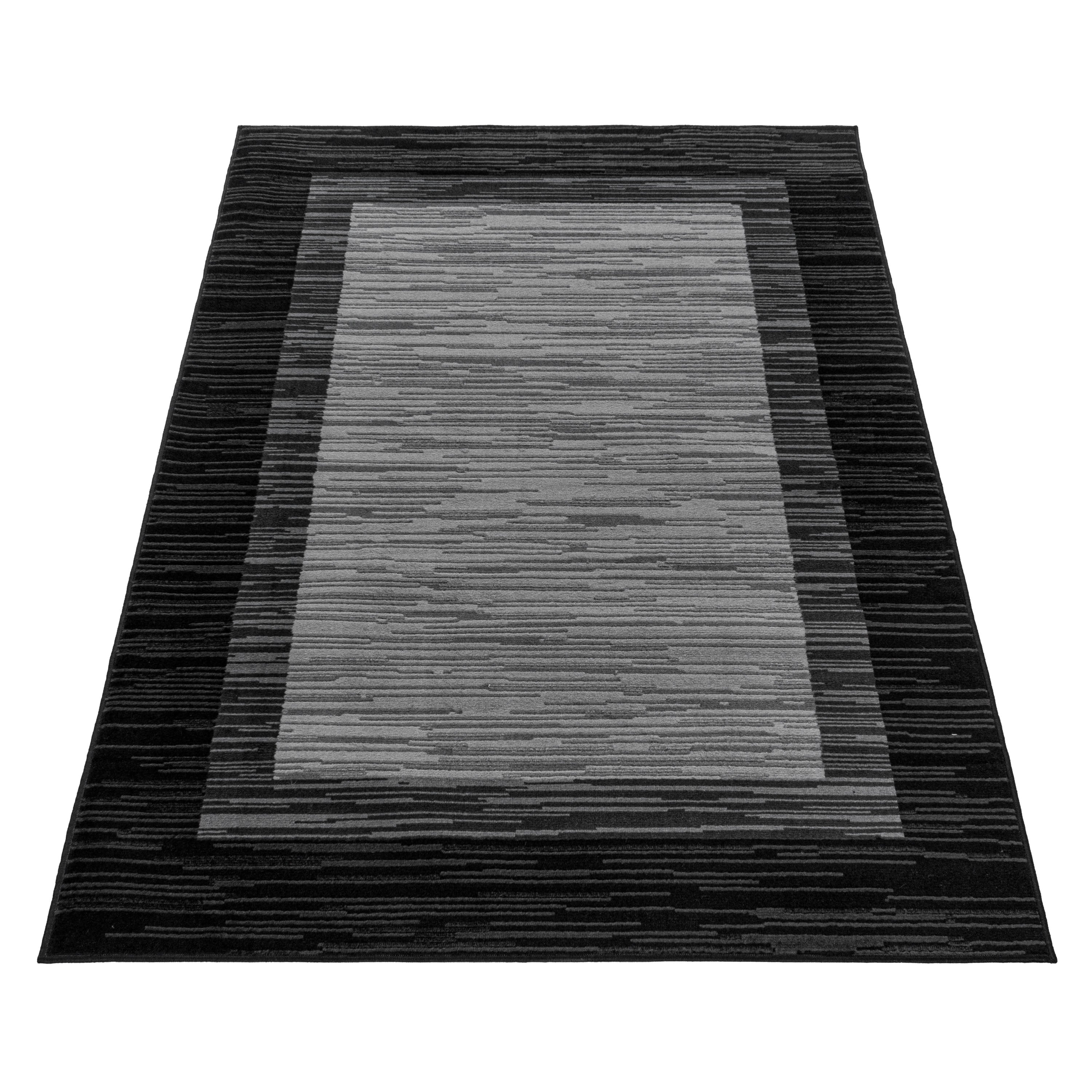 Kurzflor-Teppich Geometrisches Design schwarz und grau