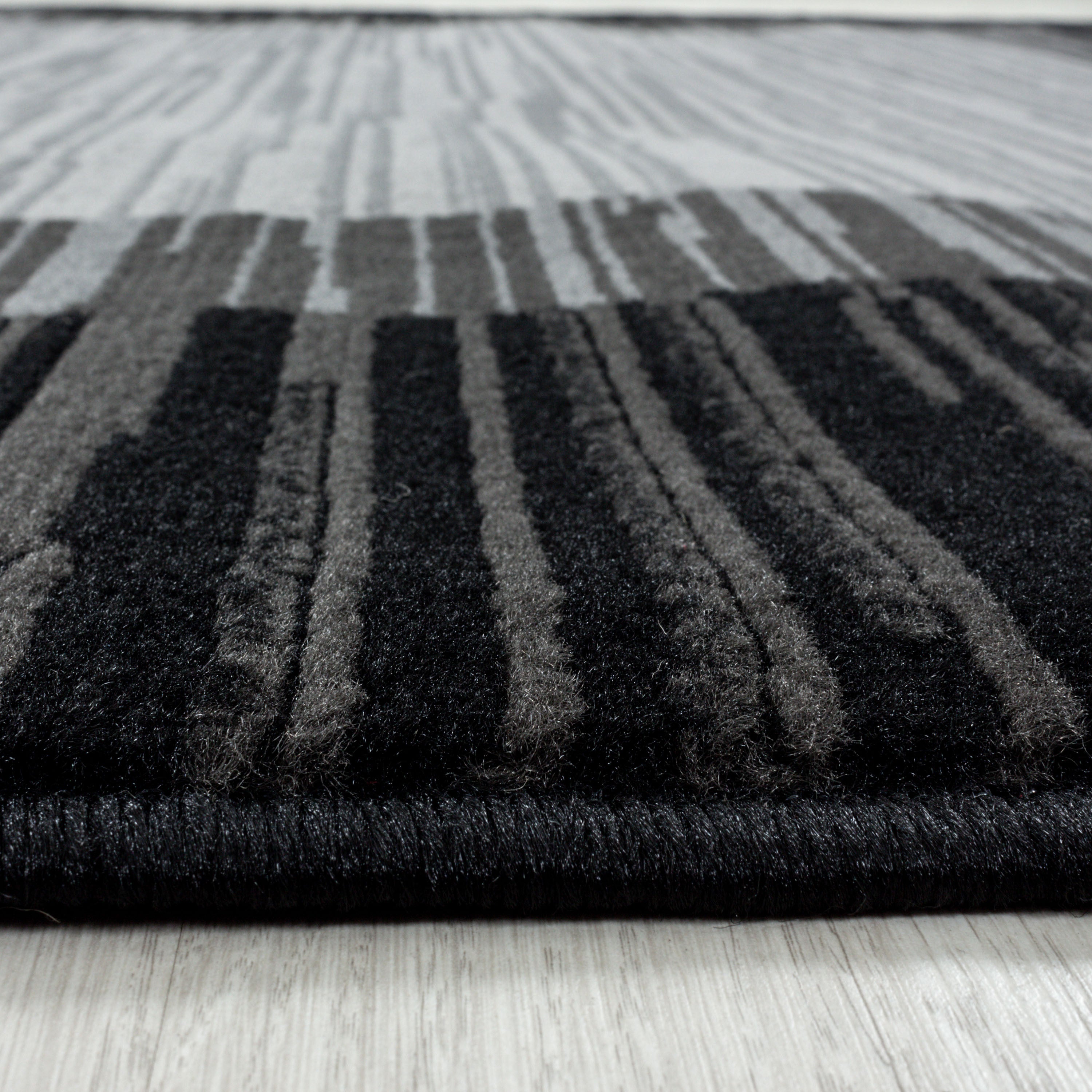 Kurzflor-Teppich Geometrisches Design schwarz und grau