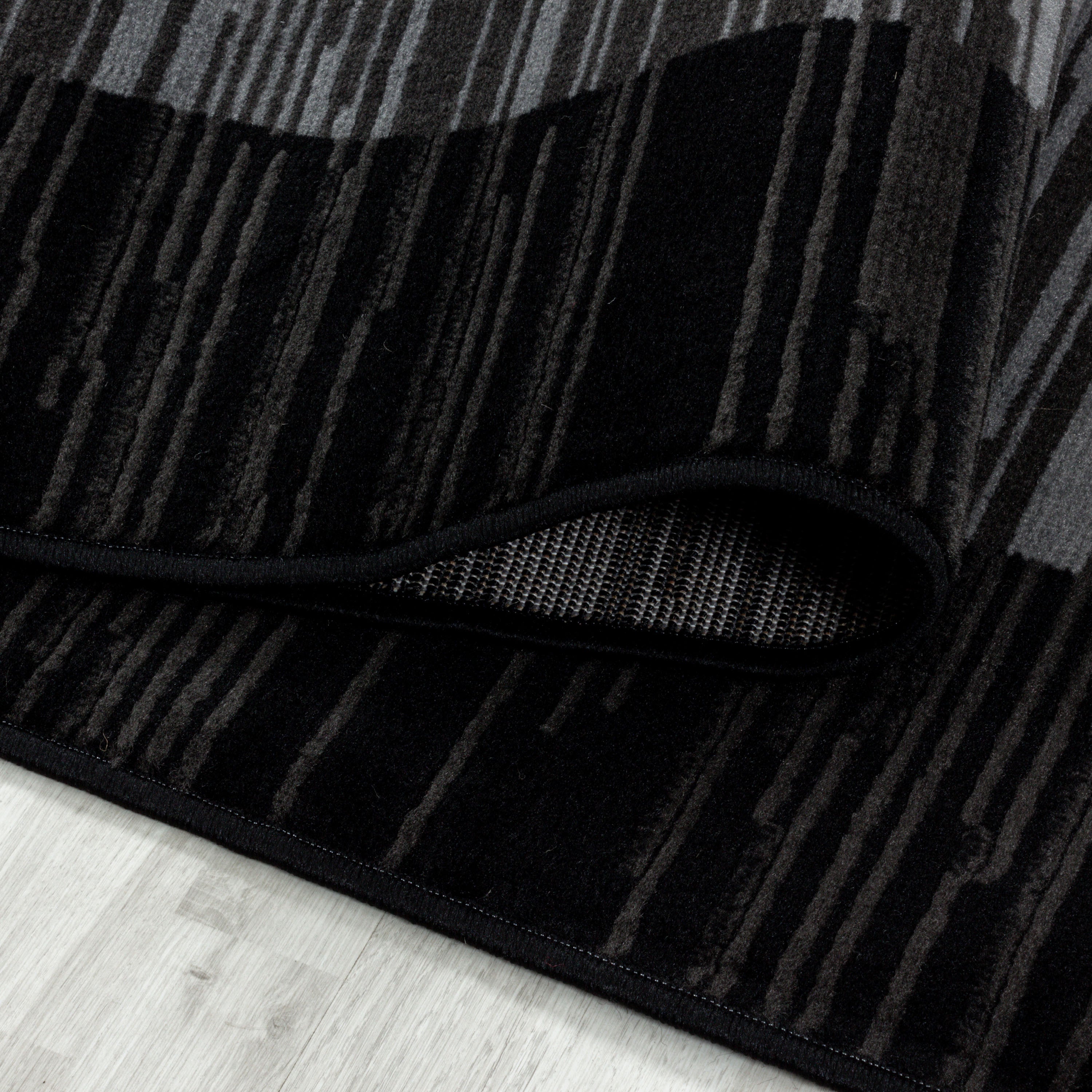 Kurzflor-Teppich Geometrisches Design schwarz und grau