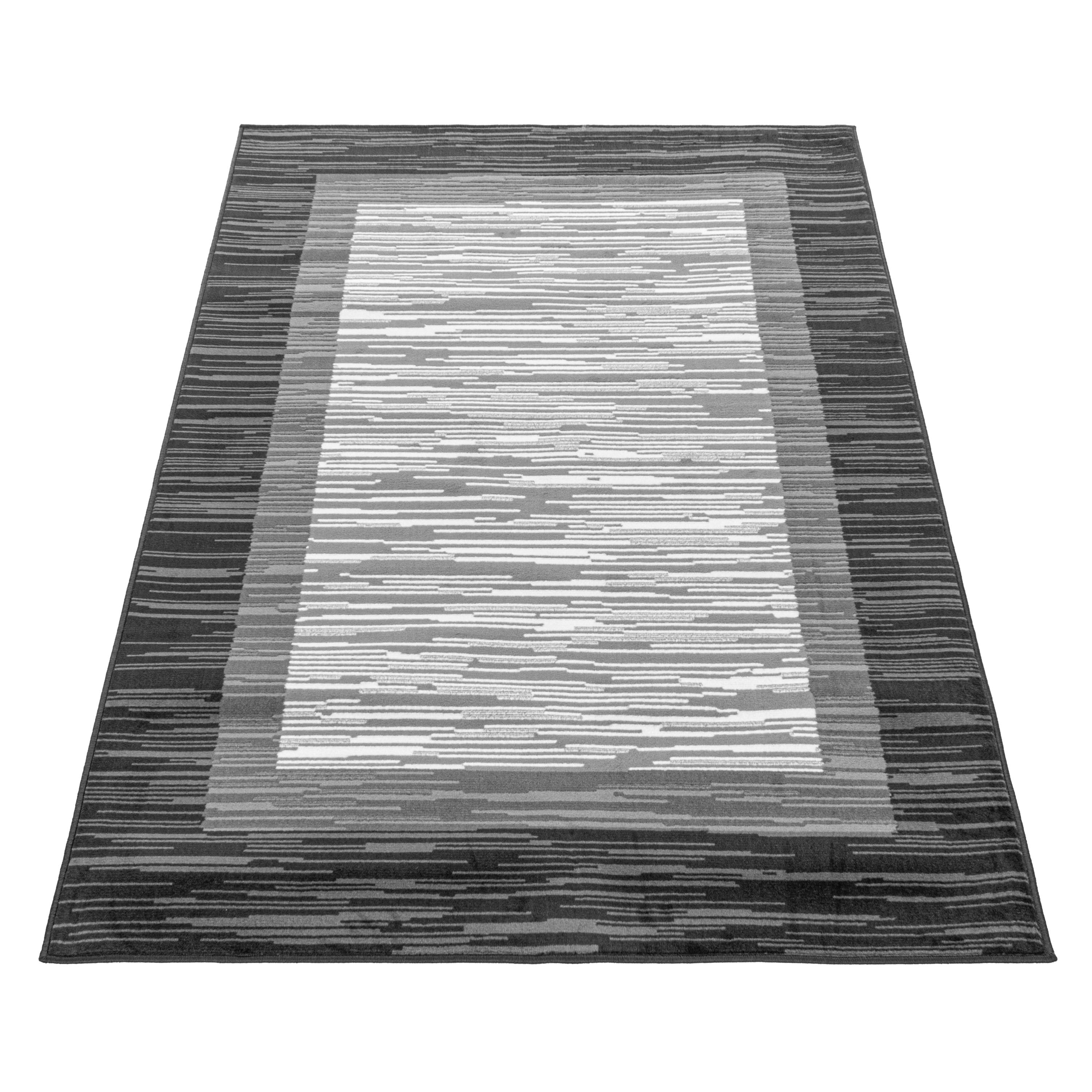 Kurzflor-Teppich Geometrisches Design schwarz und grau