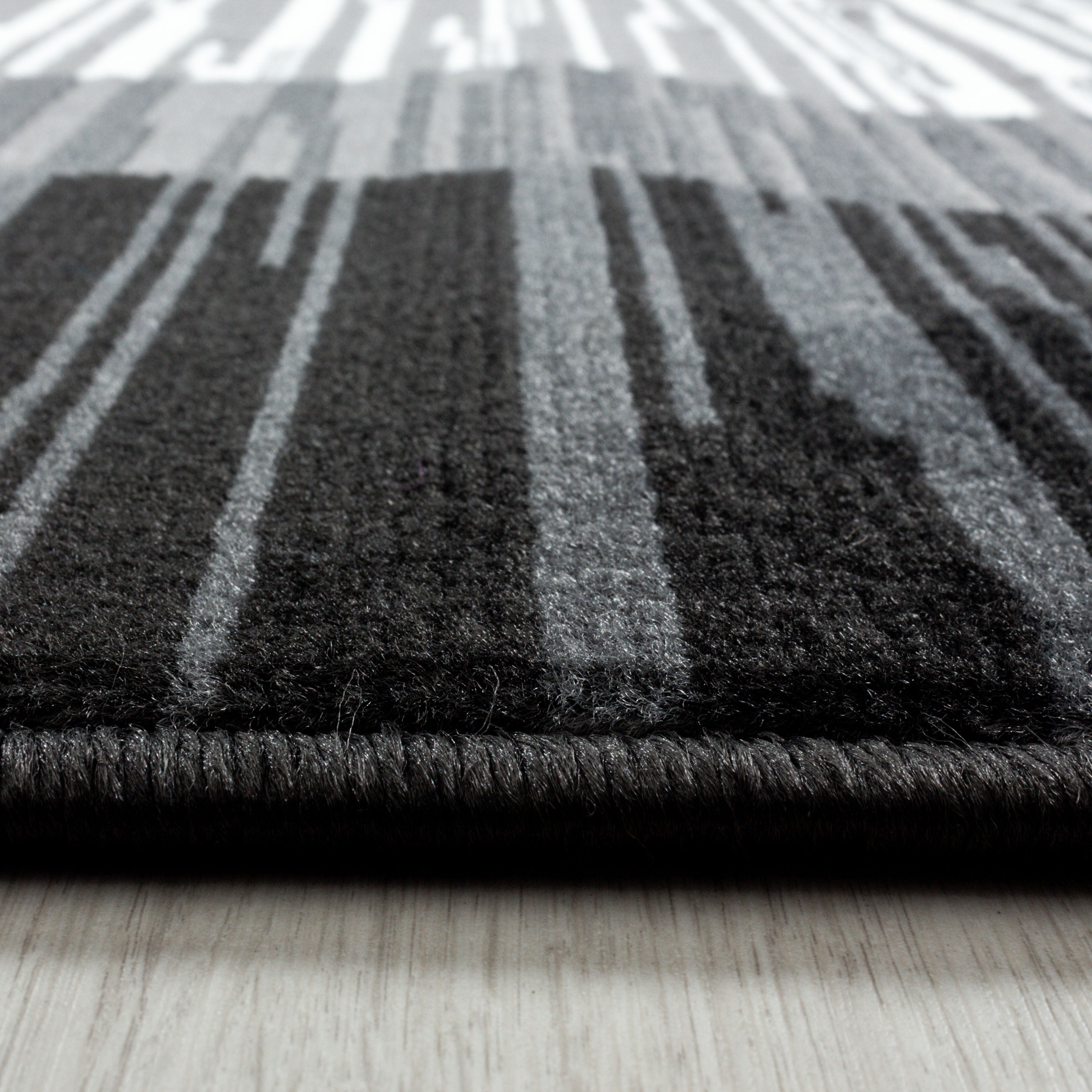 Kurzflor-Teppich Geometrisches Design schwarz und grau