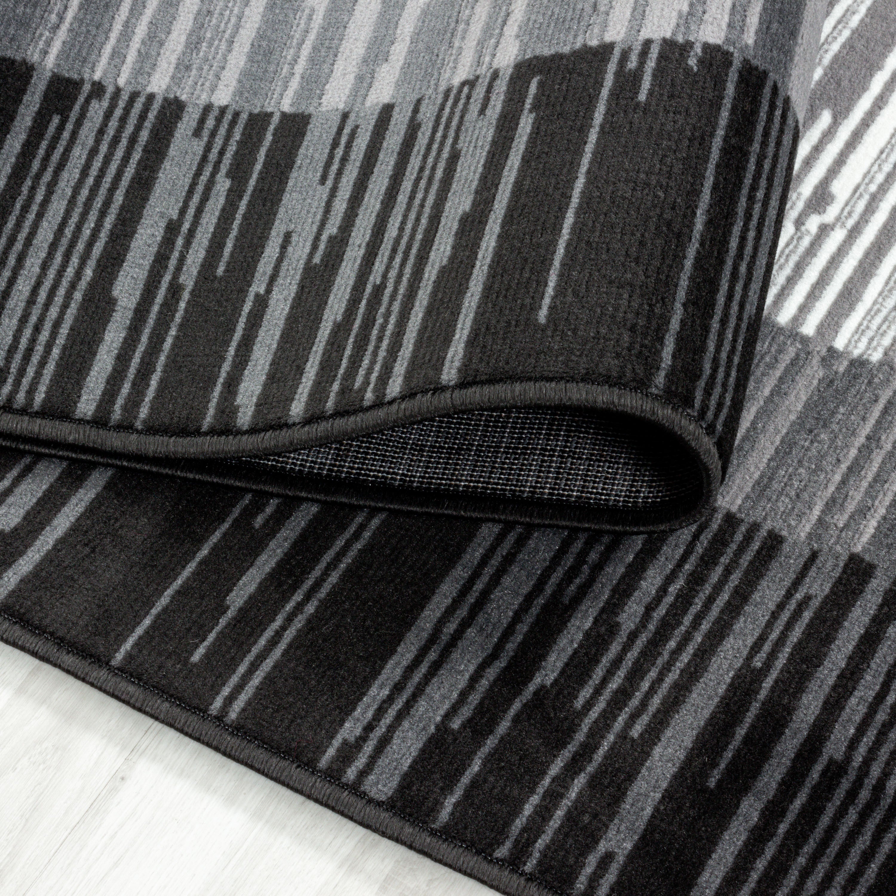Kurzflor-Teppich Geometrisches Design schwarz und grau