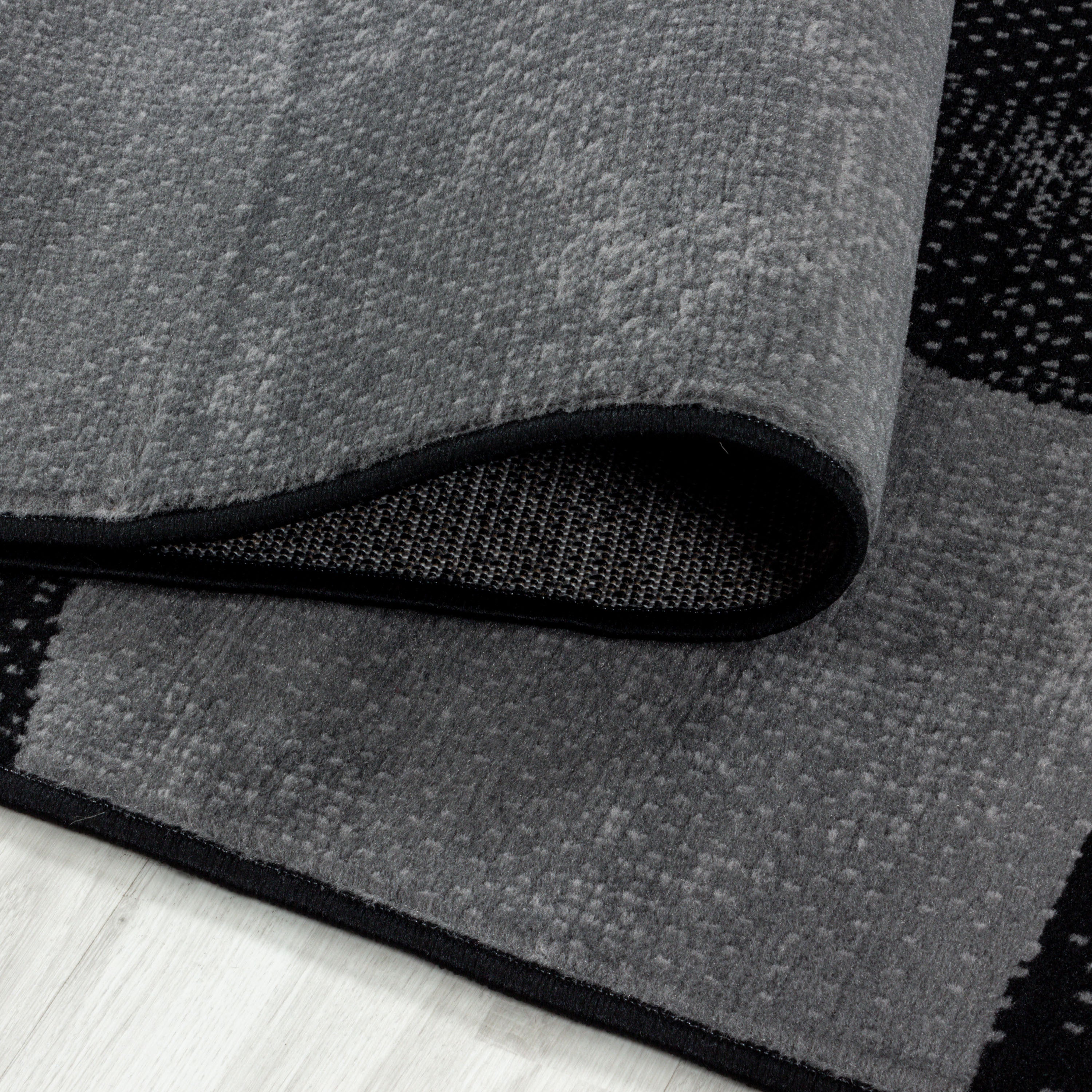 Kurzflor-Teppich in Stein-Optik grau und schwarz