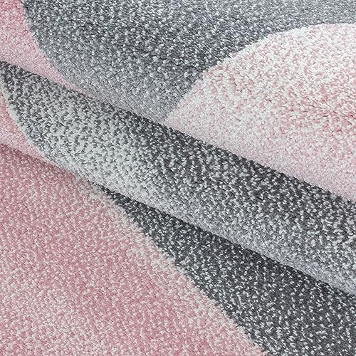Kurzflor-Teppich modernes Design in blau und rosa