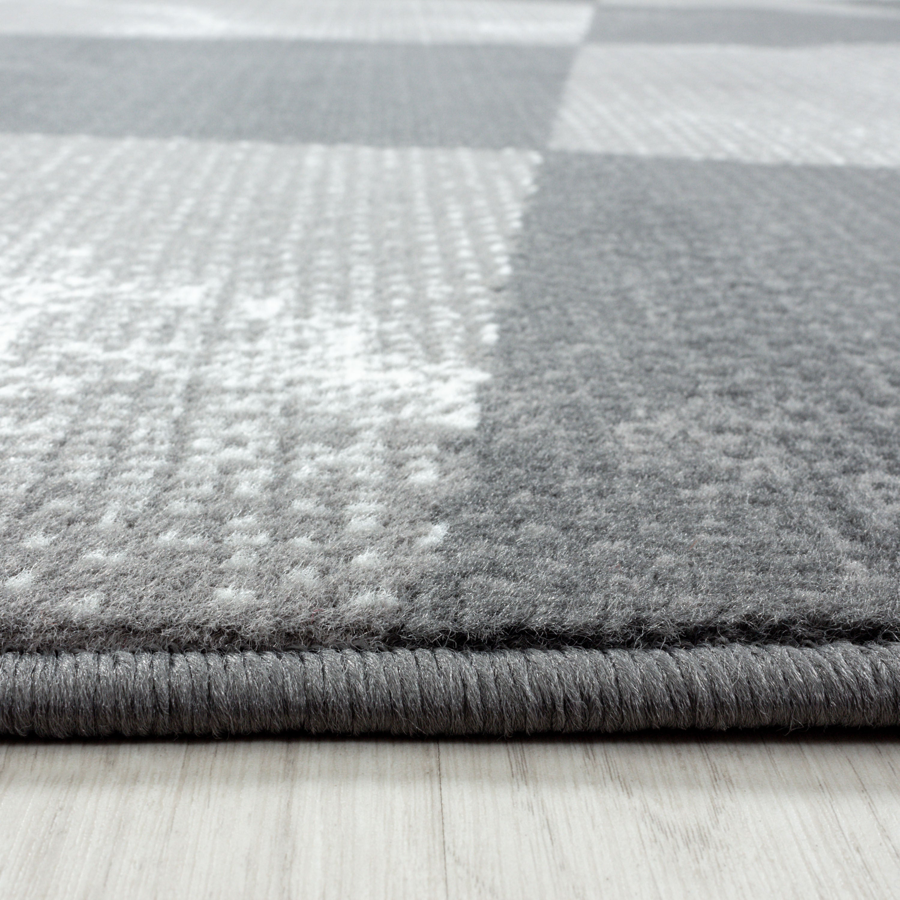 Kurzflor-Teppich in Stein-Optik grau und schwarz