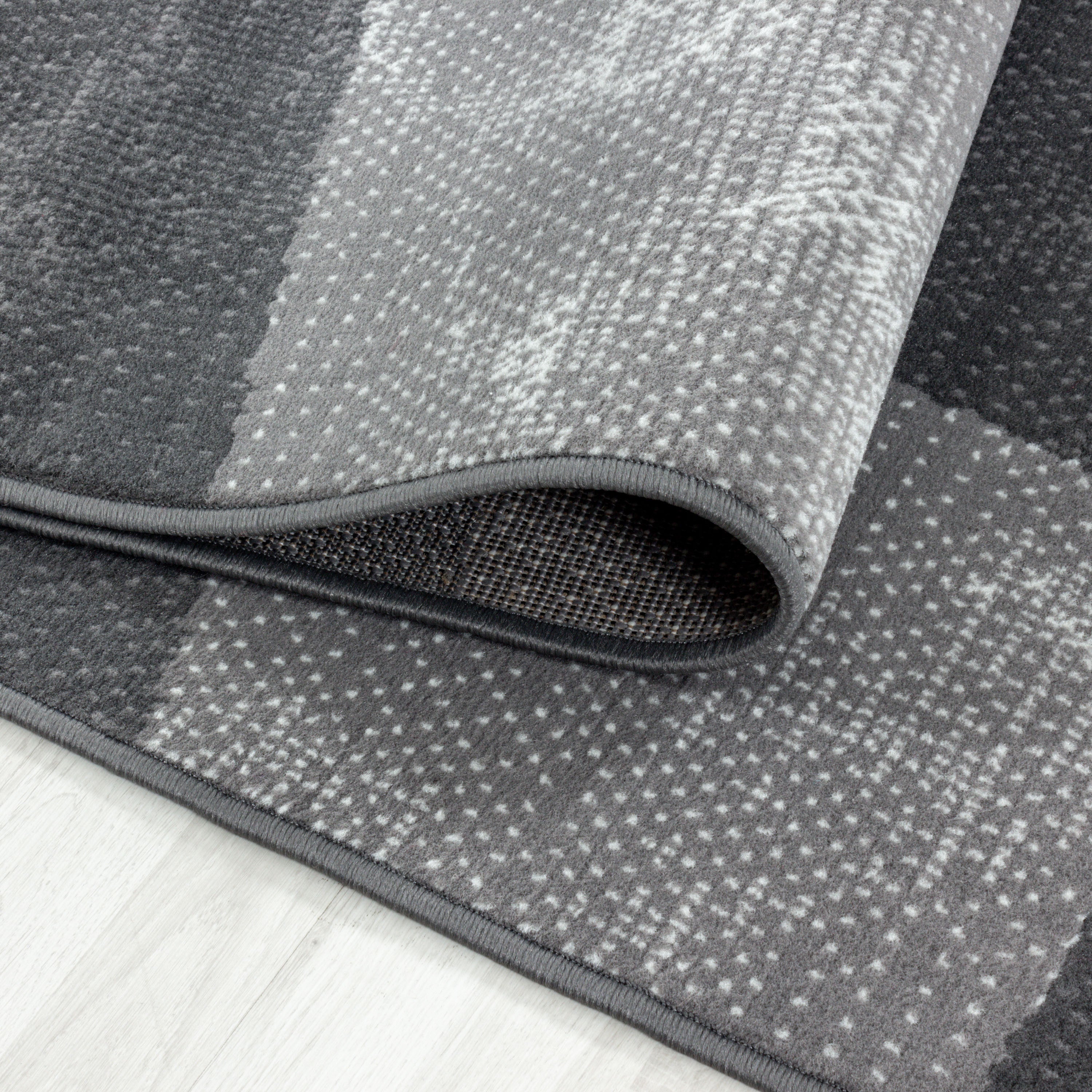 Kurzflor-Teppich in Stein-Optik grau und schwarz
