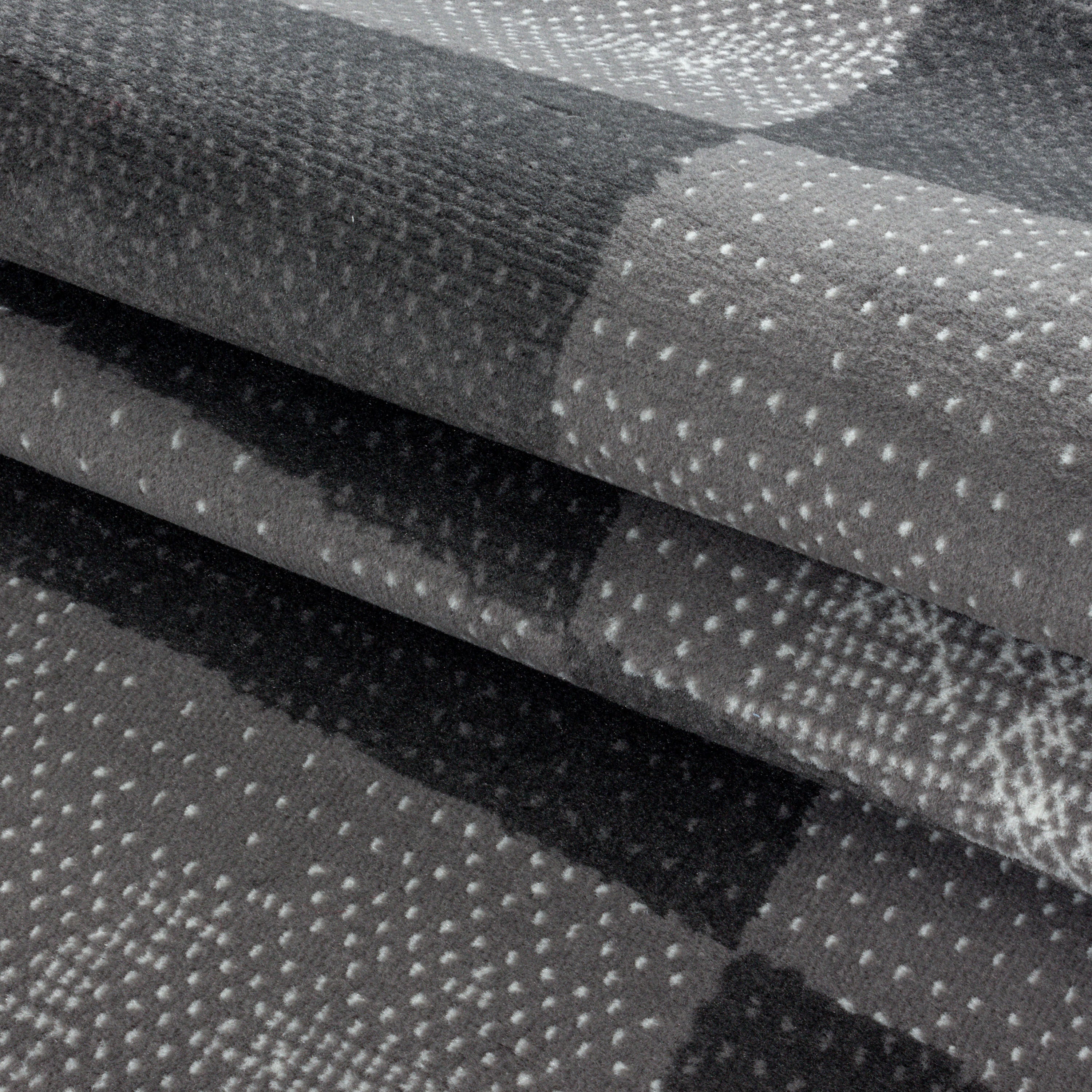 Kurzflor-Teppich in Stein-Optik grau und schwarz