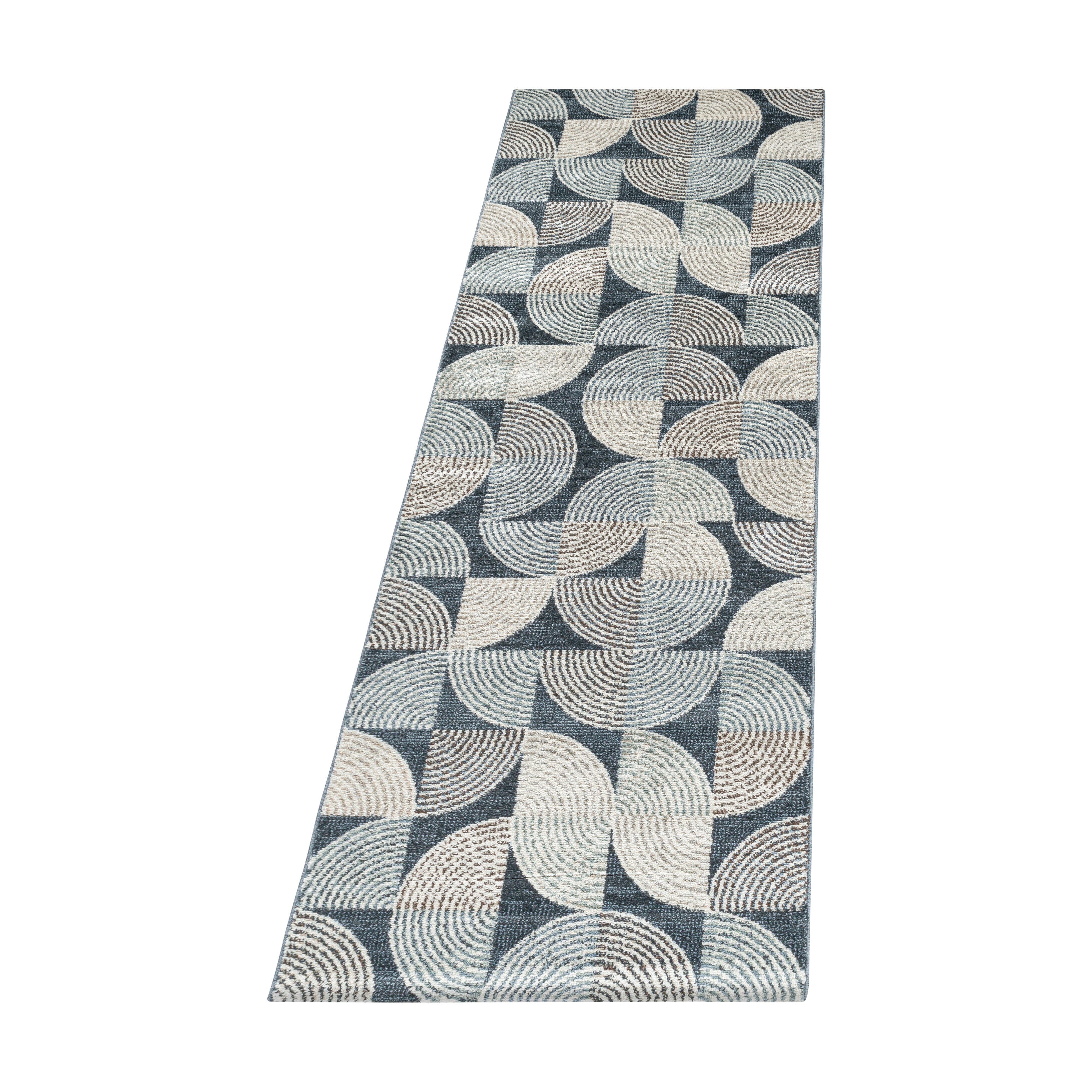 Teppich Läufer Wohnzimmer Marineblau 80x250 Geometrisches Design aus Polypropylen