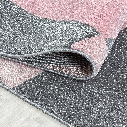 Kurzflor-Teppich modernes Design in blau und rosa