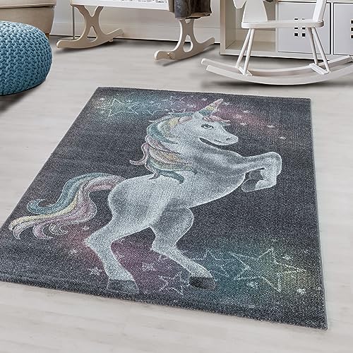 Kinder-Teppich niedliches Einhorn Design in verschiedenen Farben