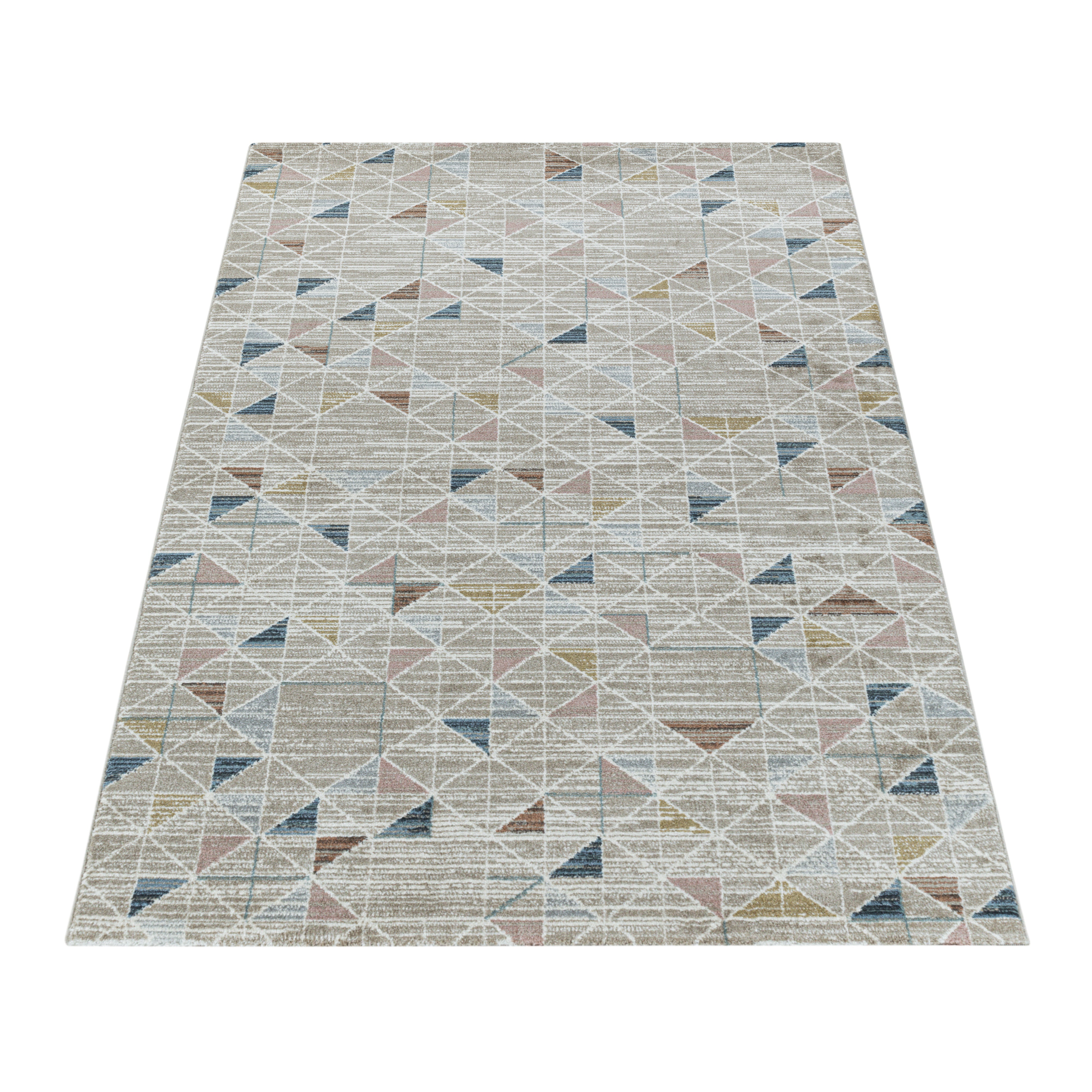 Kurzflor-Teppich modernes Dreieck-Design bunt
