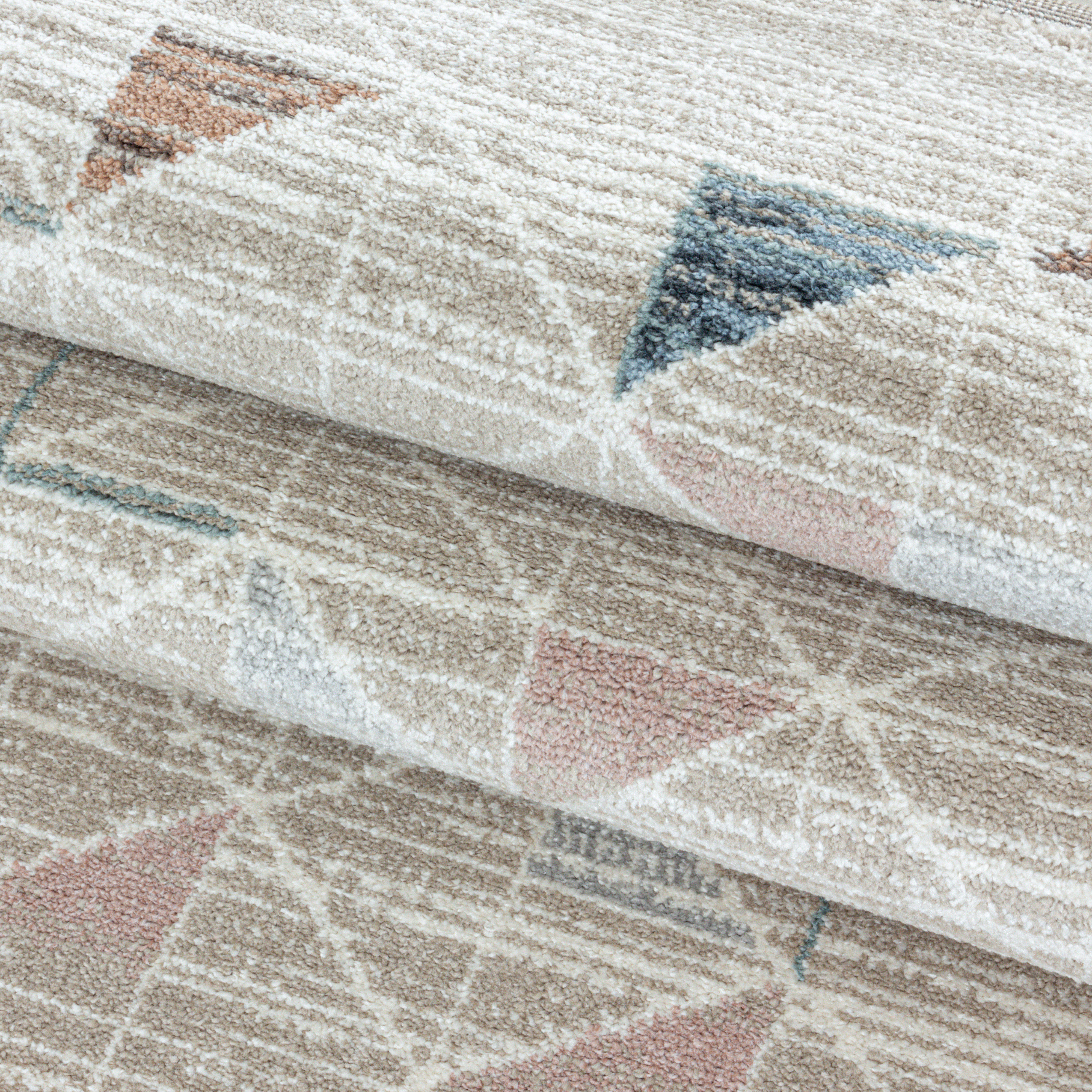 Kurzflor-Teppich modernes Dreieck-Design bunt