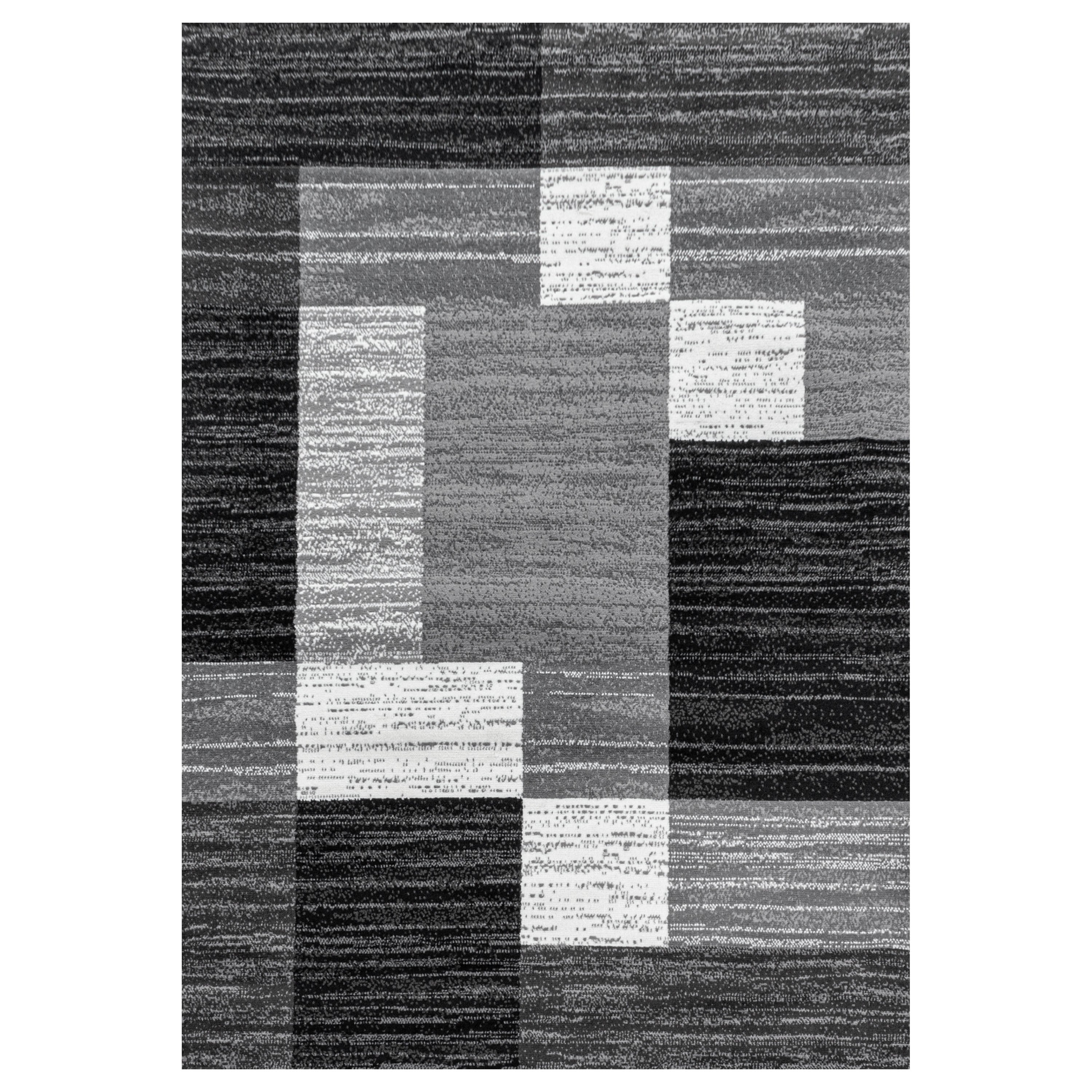 Kurzflor-Teppich elegantes kariertes Design schwarz