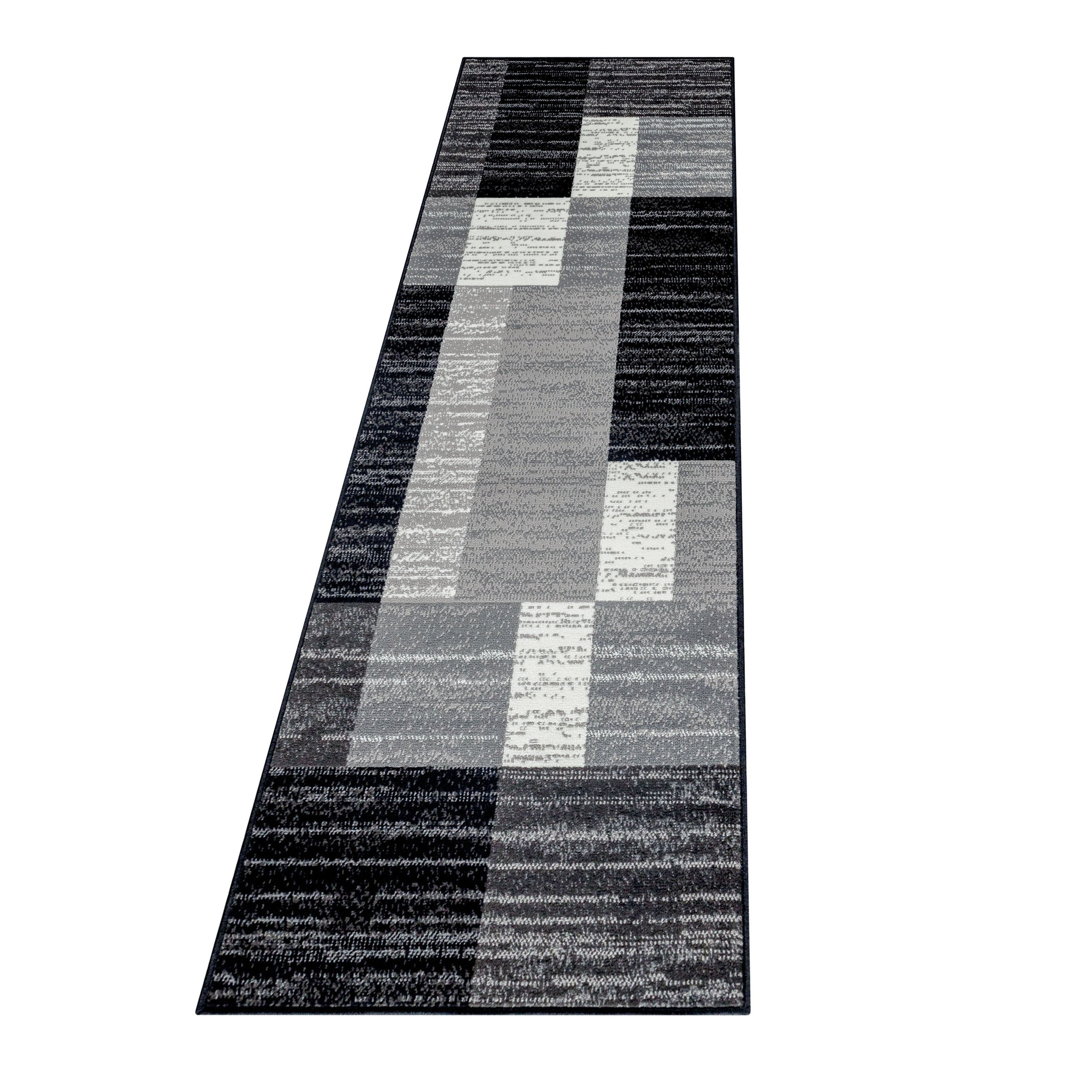 Kurzflor-Teppich elegantes kariertes Design schwarz