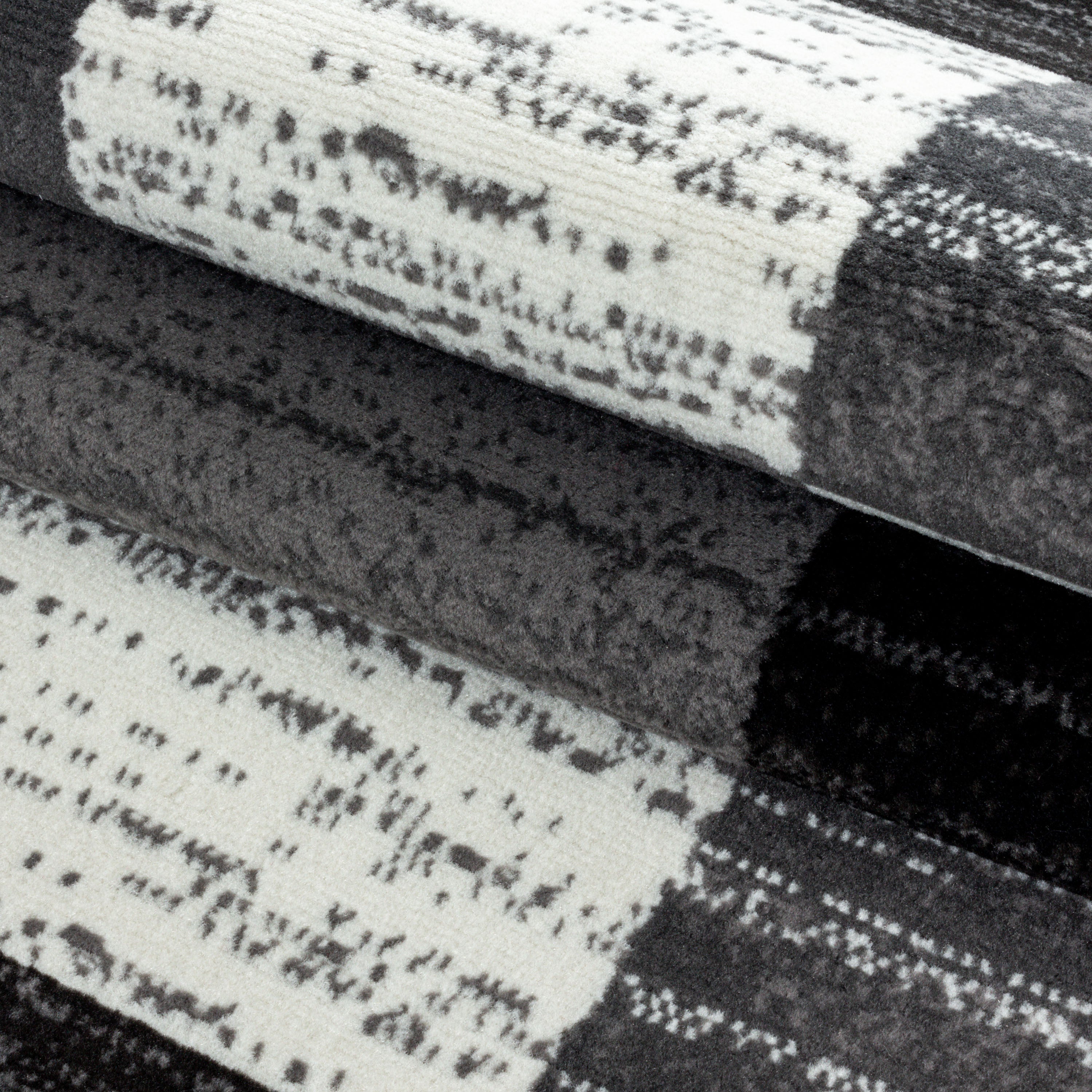 Kurzflor-Teppich elegantes kariertes Design schwarz