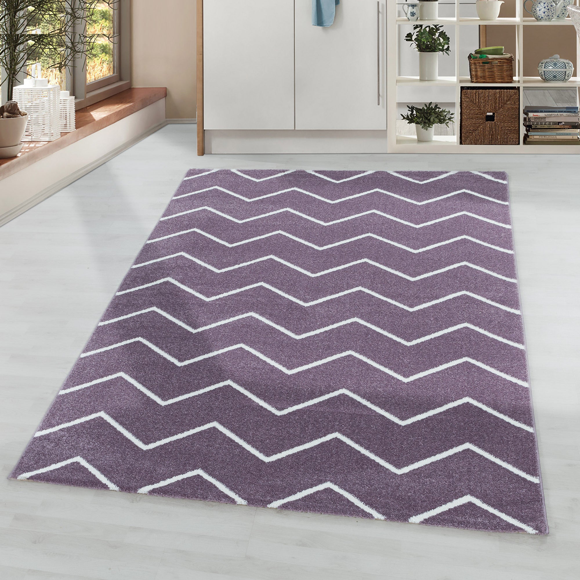 Kurzflor-Teppich im Chevron-Design verschiedene Farben